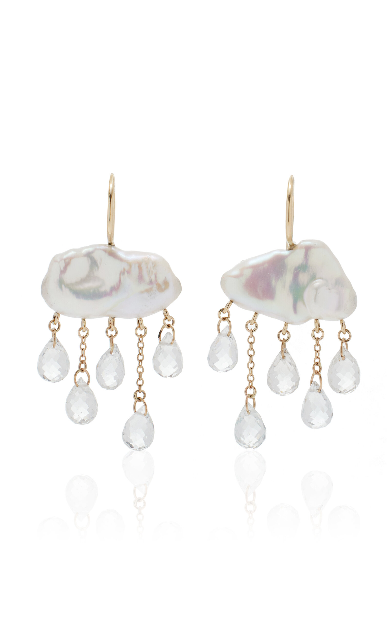 RACHEL QUINN MONSOON 14K YELLOW GOLD PEARL; TOPAZ EARRINGS