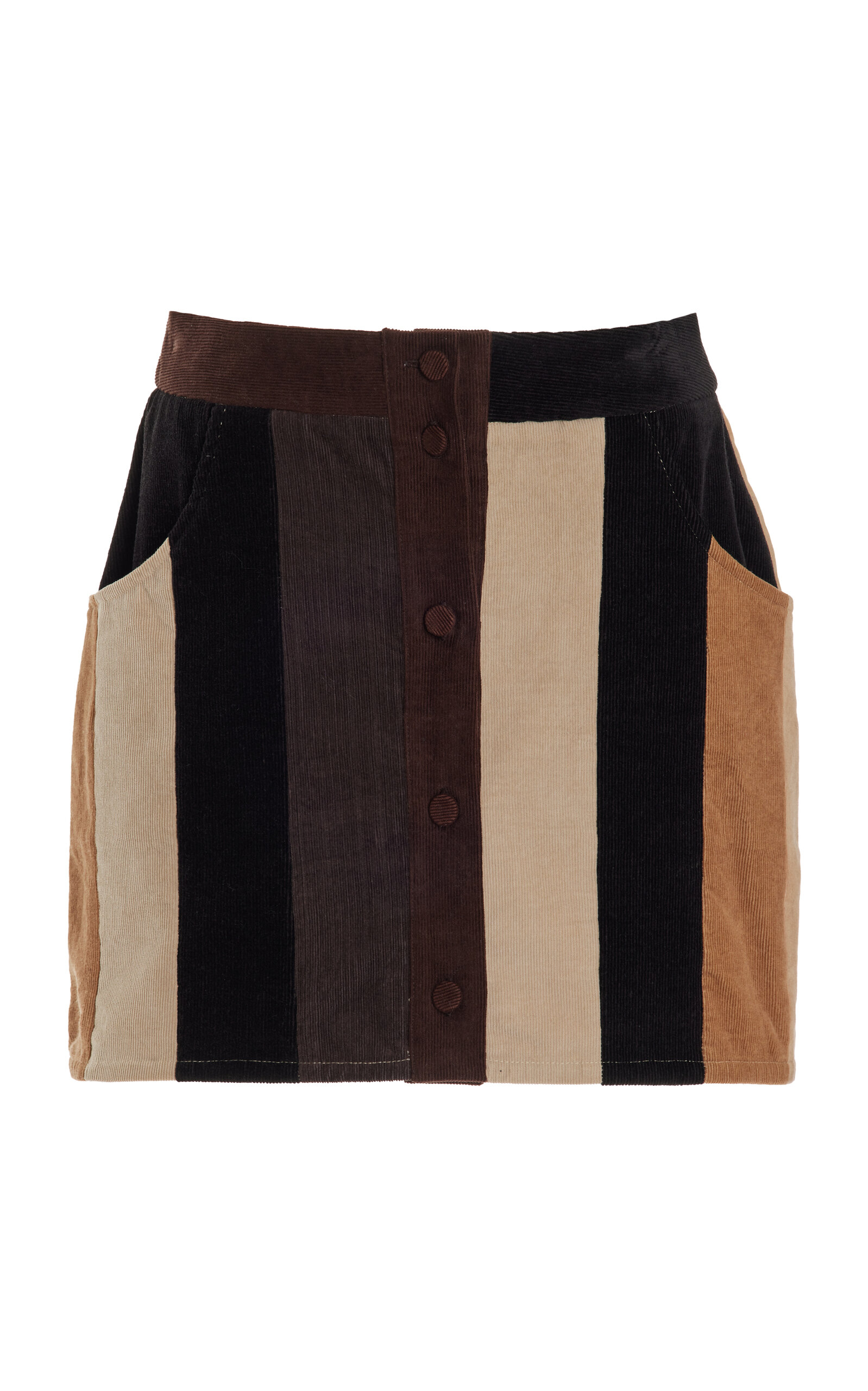 E.l.v. Denim Patchwork Corduroy Mini Skirt In Brown