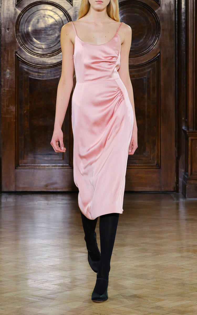 EMILIA WICKSTEAD WOMEN'S TLARIA GATHERED SATIN MIDI DRESS
