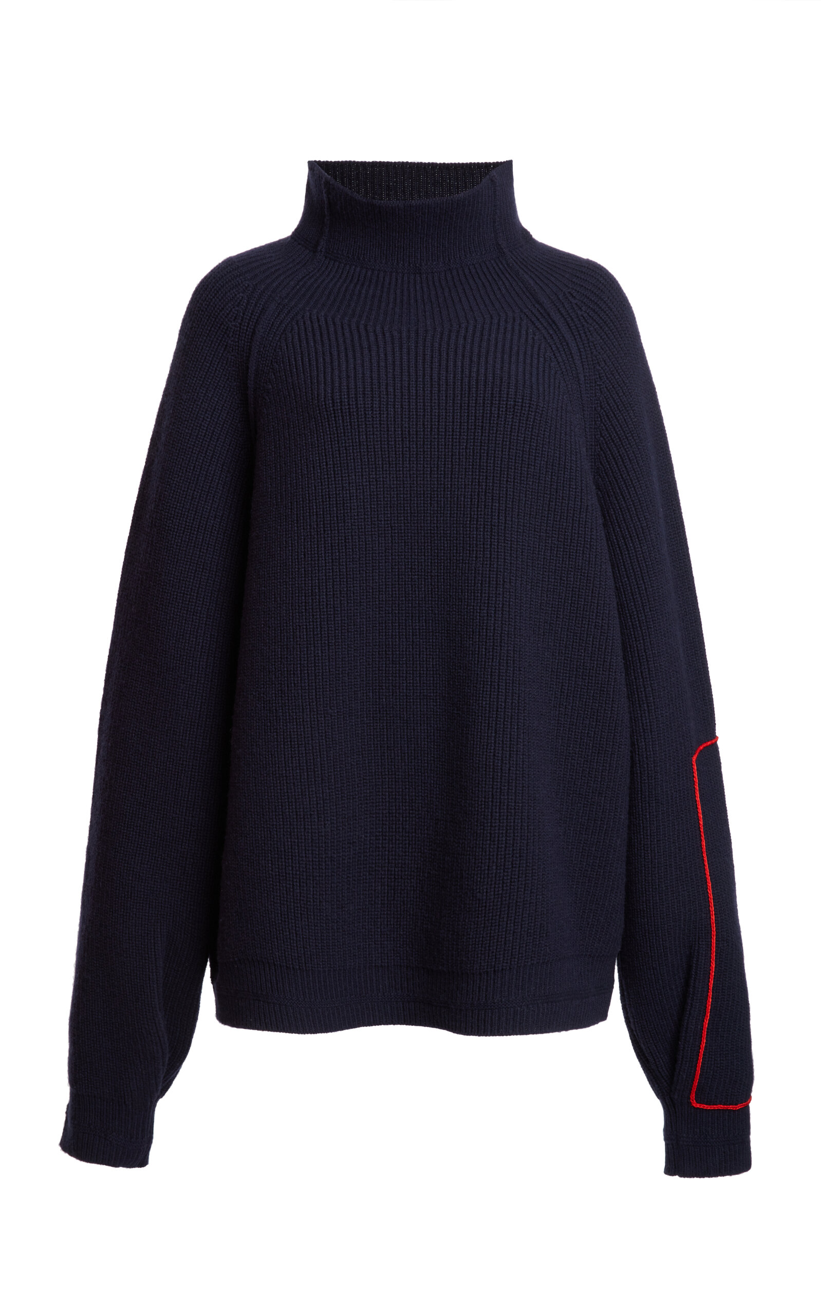 Victoria Beckham Knit Wool Turtleneck Sweater In Navy