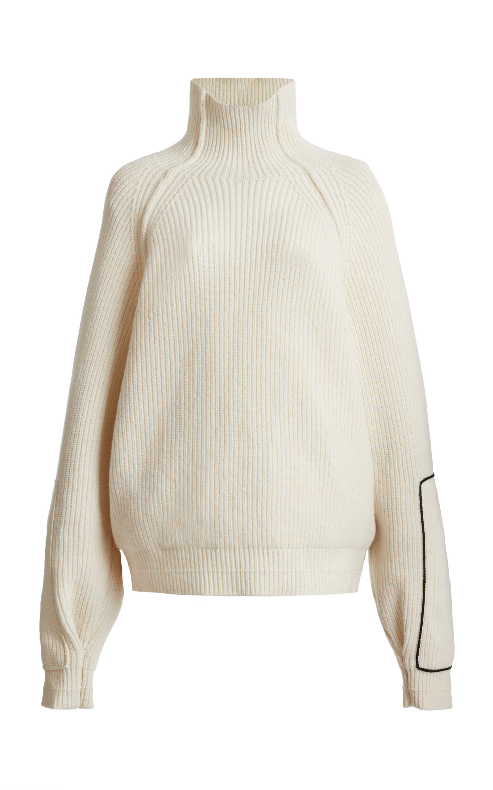 Victoria Beckham Knit Wool Turtleneck Sweater In Off-white
