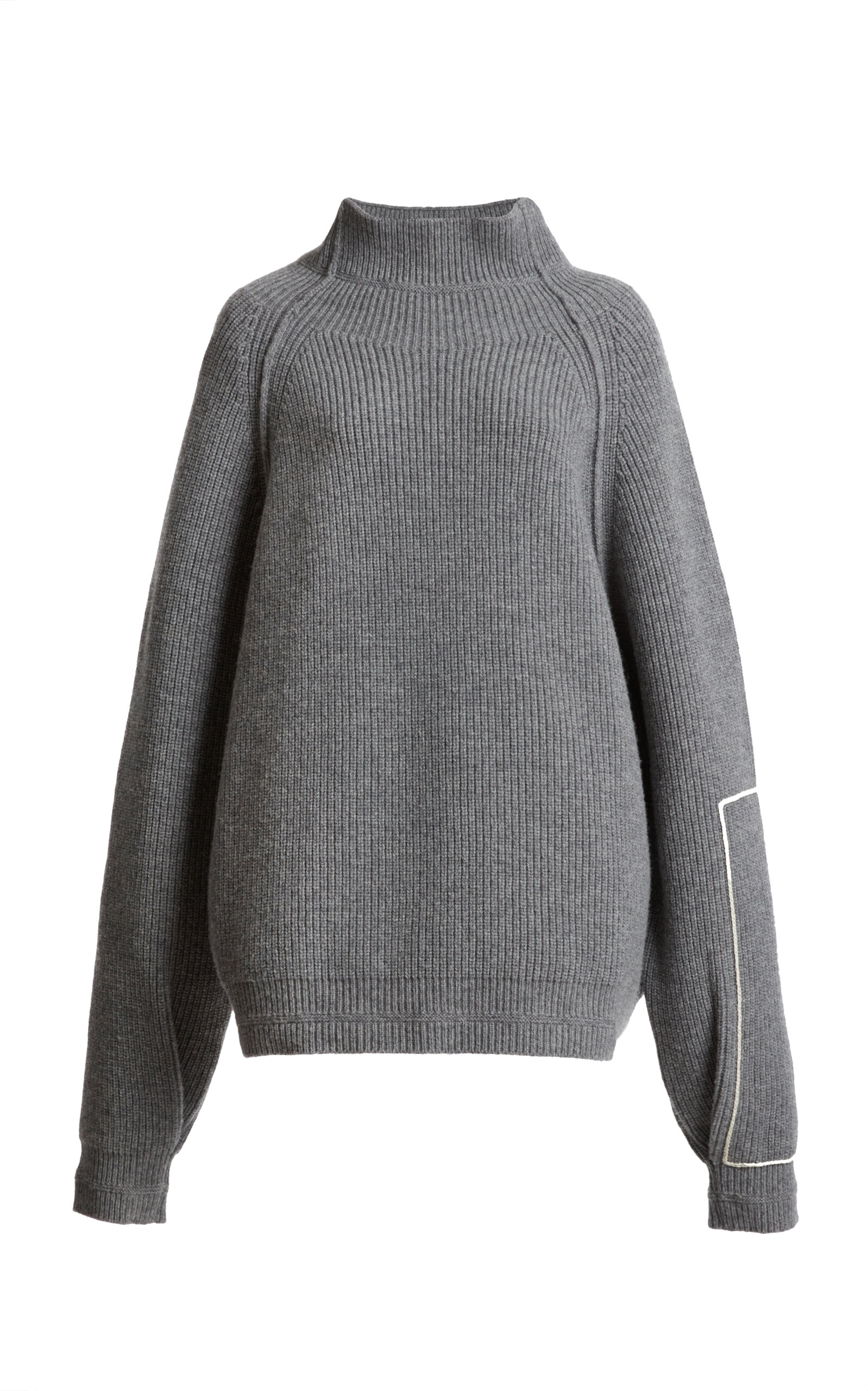 Victoria Beckham Knit Wool Turtleneck Sweater In Grey