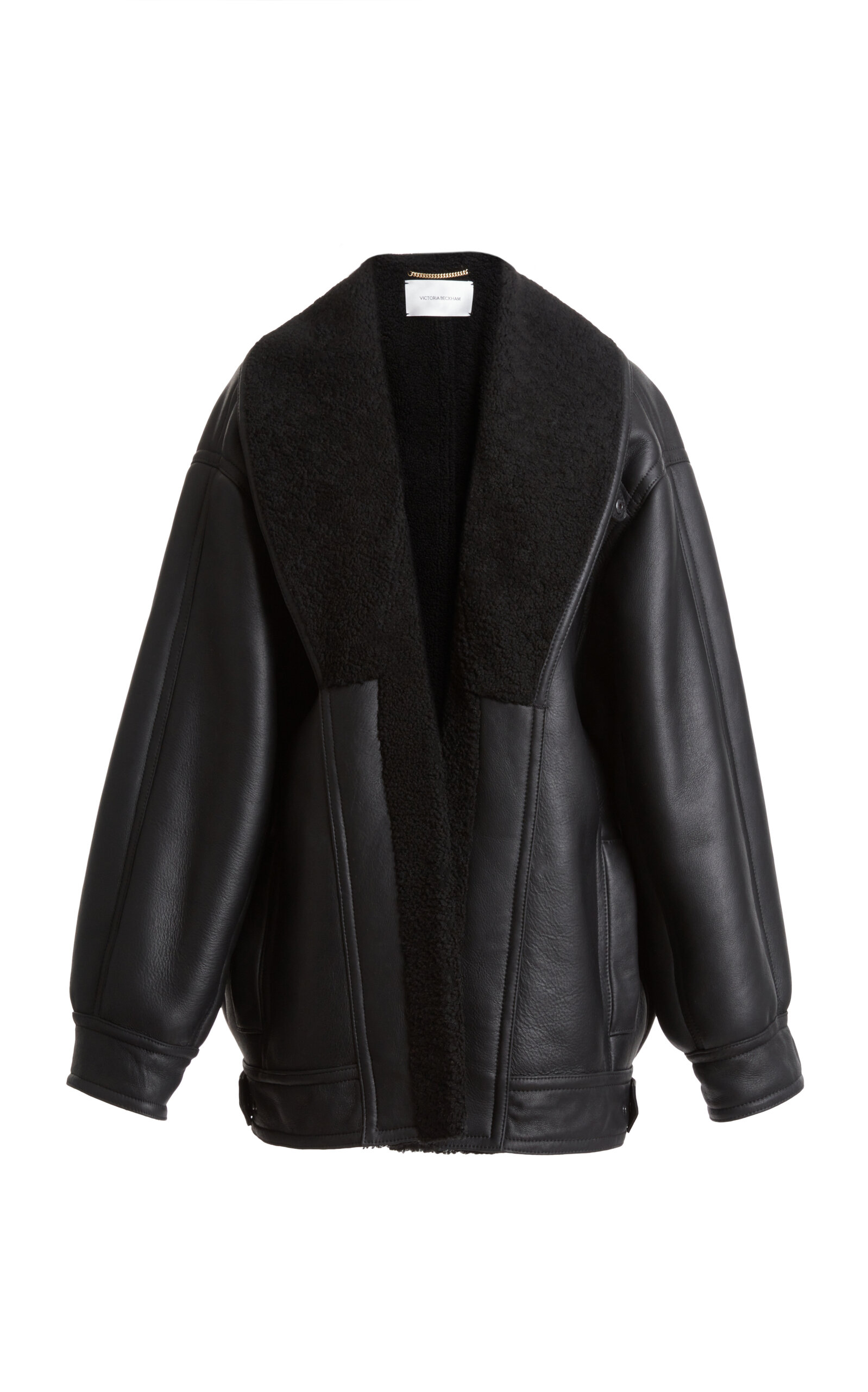 Victoria Beckham Shearling-lined Leather Jacket In Black