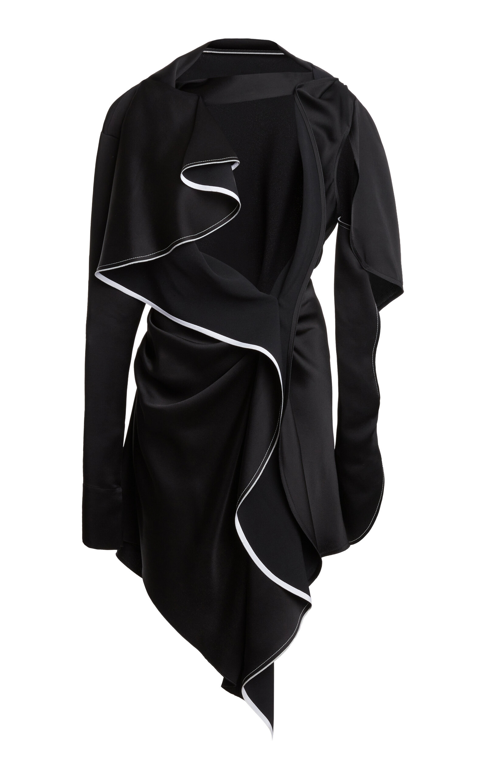 Victoria Beckham Wrap Satin Midi Dress In Black