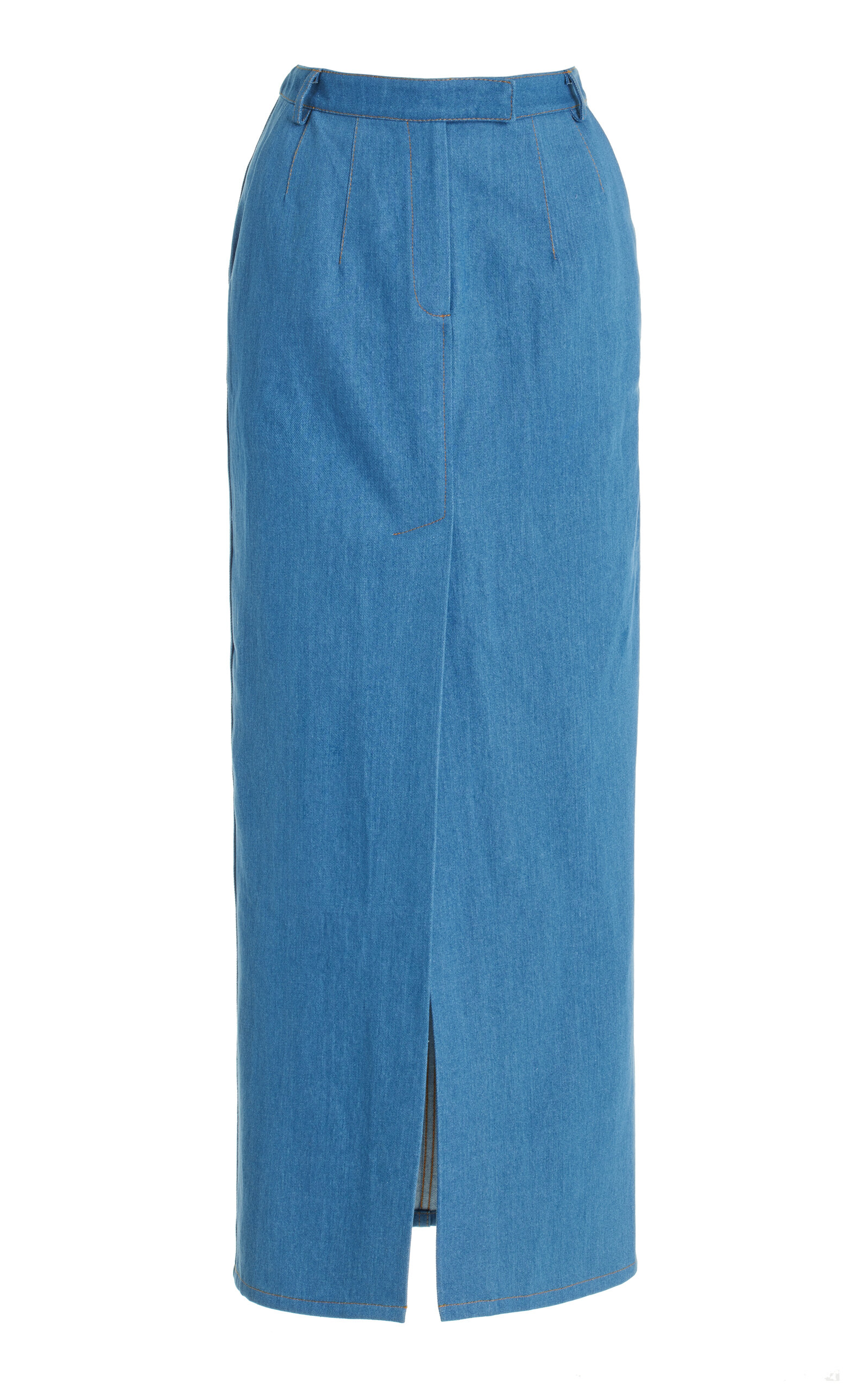 Aya Muse Colia Denim Maxi Skirt In Light Wash