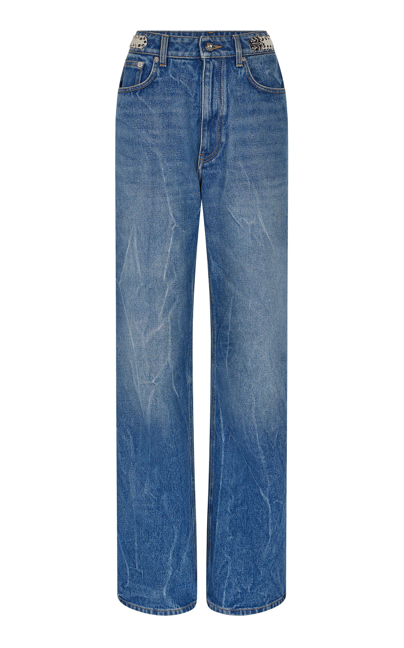 Paco Rabanne High-rise Straight-leg Jeans In Medium Wash