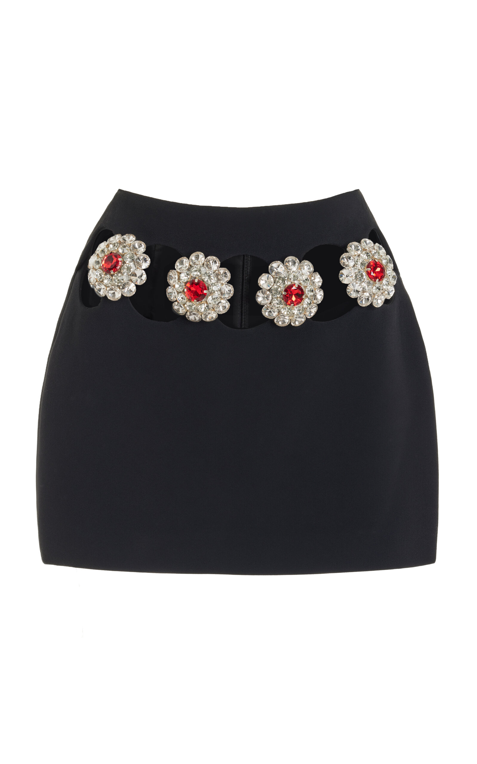 DAVID KOMA CRYSTAL-EMBELLISHED CUTOUT MINI SKIRT