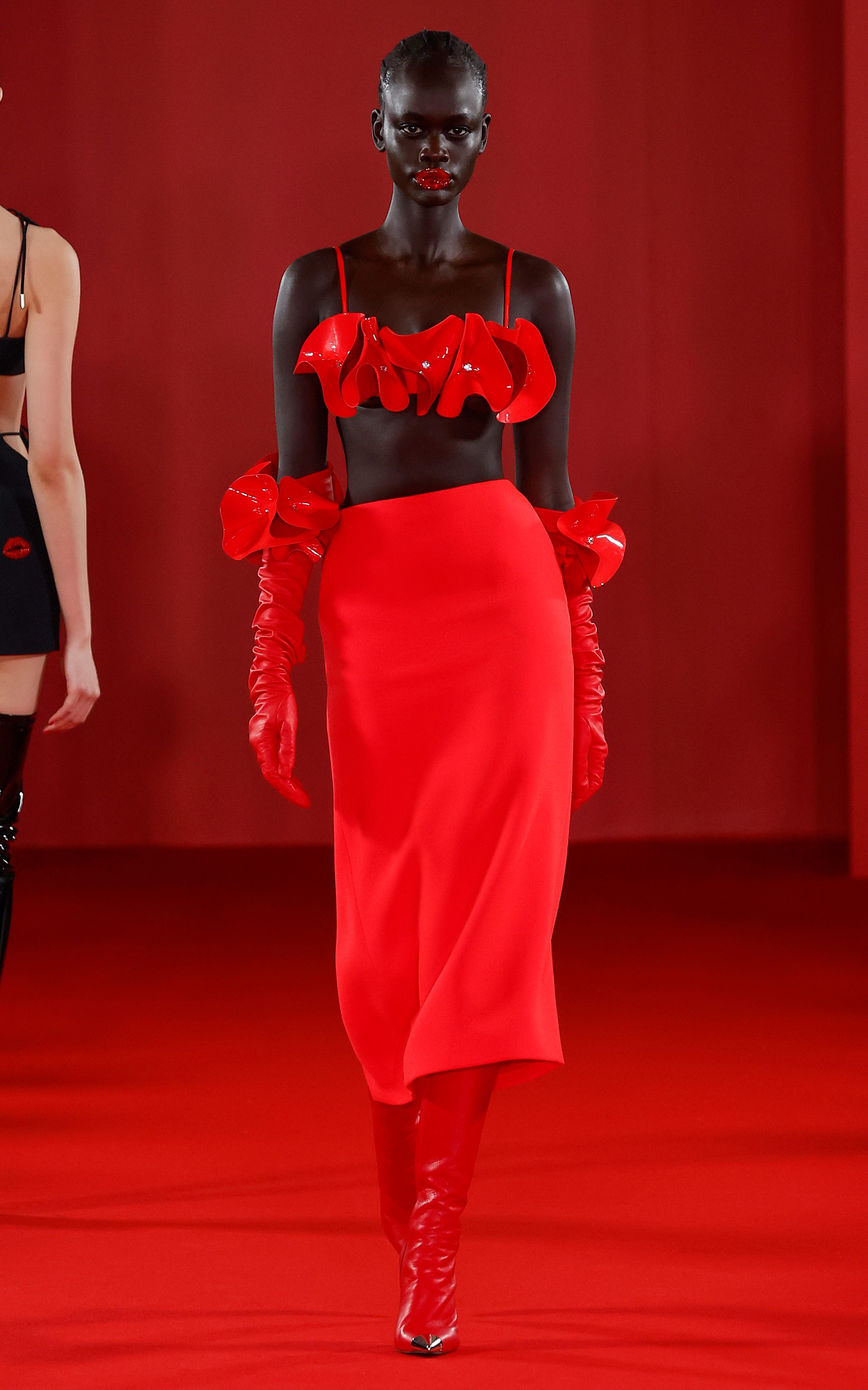 David Koma Women s Wool Midi Skirt In Red ModeSens