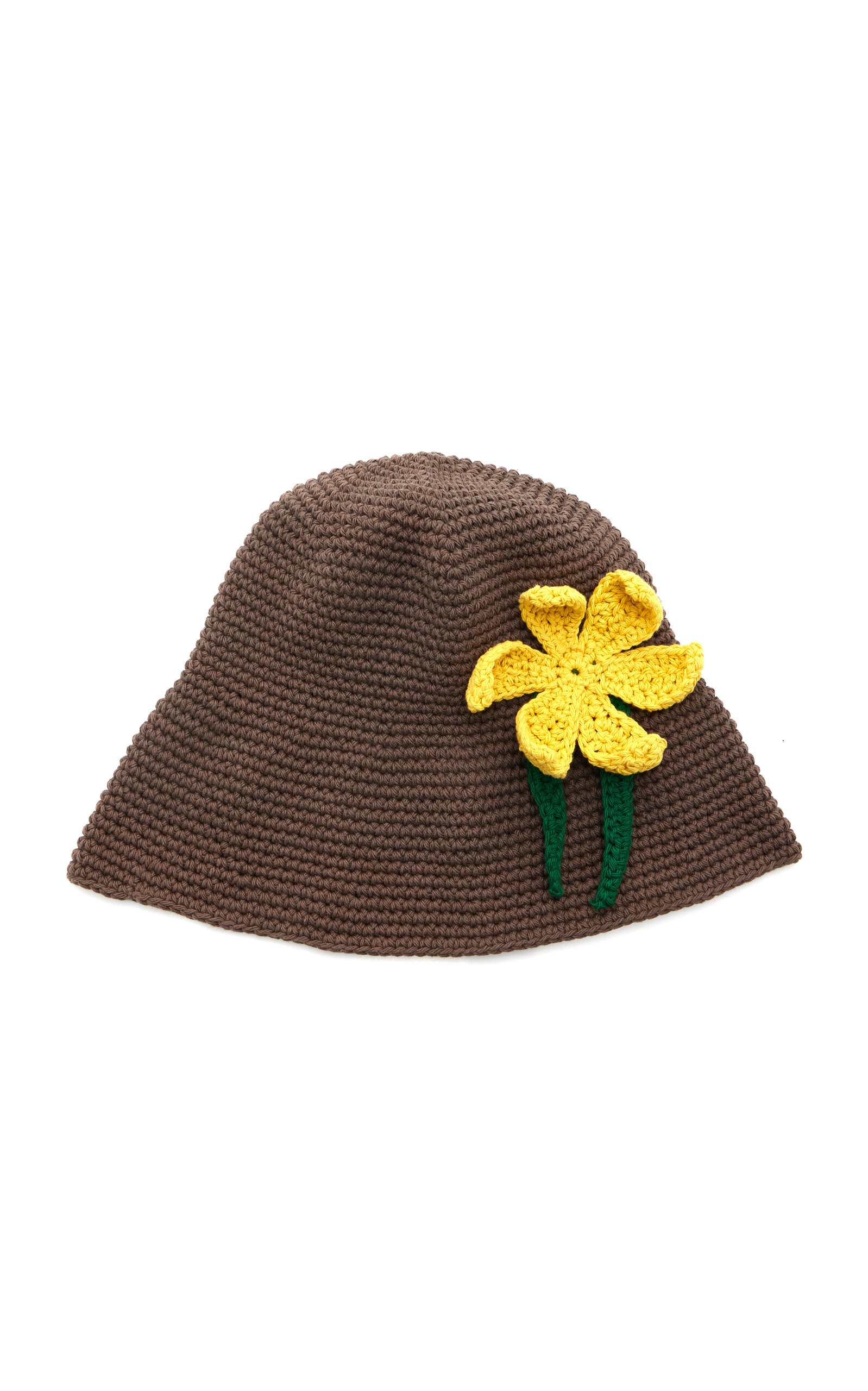 Exclusive Floral-Embellished Crocheted-Cotton Bucket Hat