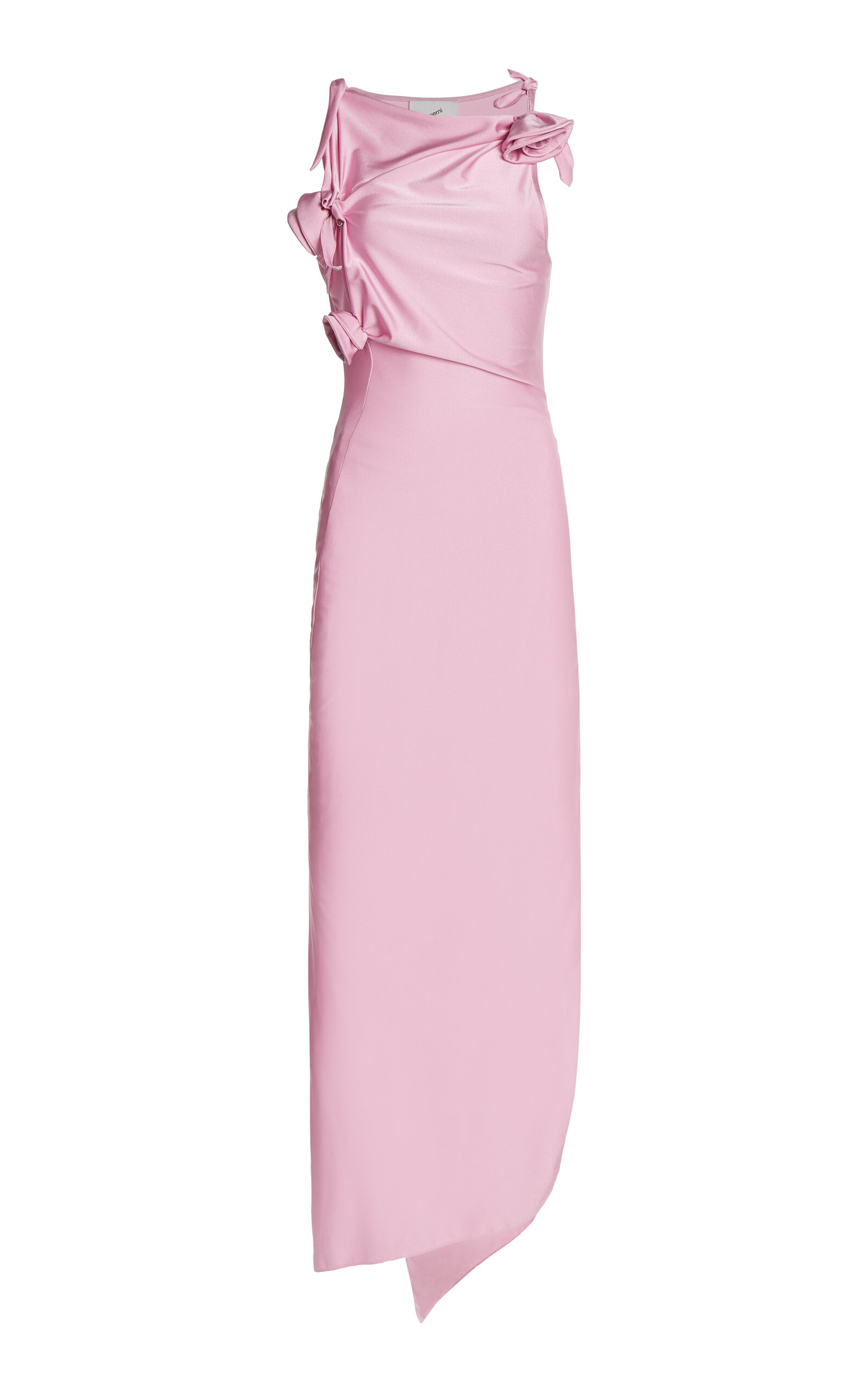 Coperni Asymmetric Rosette-Detailed Satin Gown