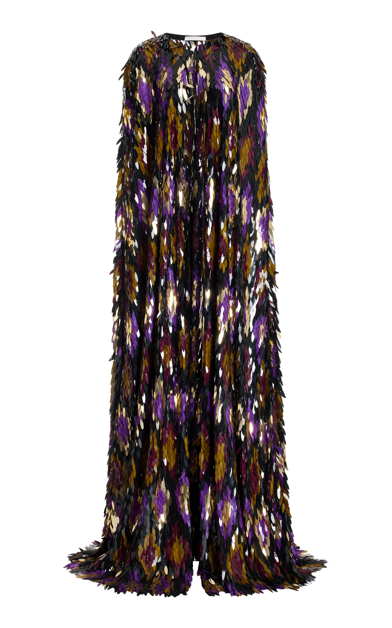 Naeem Khan Sequin Strapless Gown With Cape In Multi