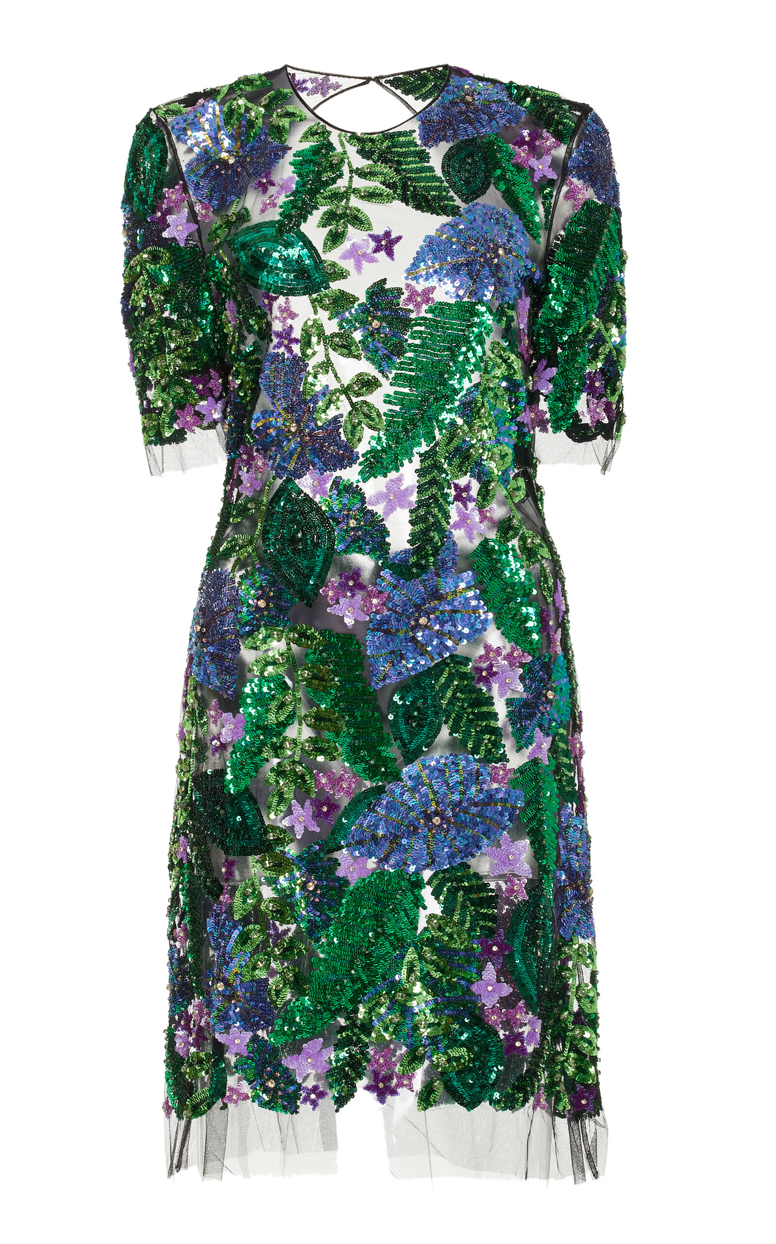 Floral Sequin Short Sleeve Dress