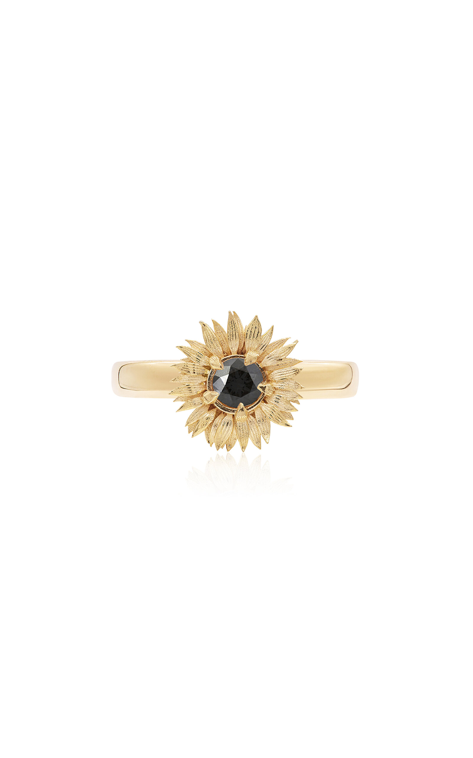 Bernard James Maxi Flora 14k Yellow Gold Black Diamond Ring