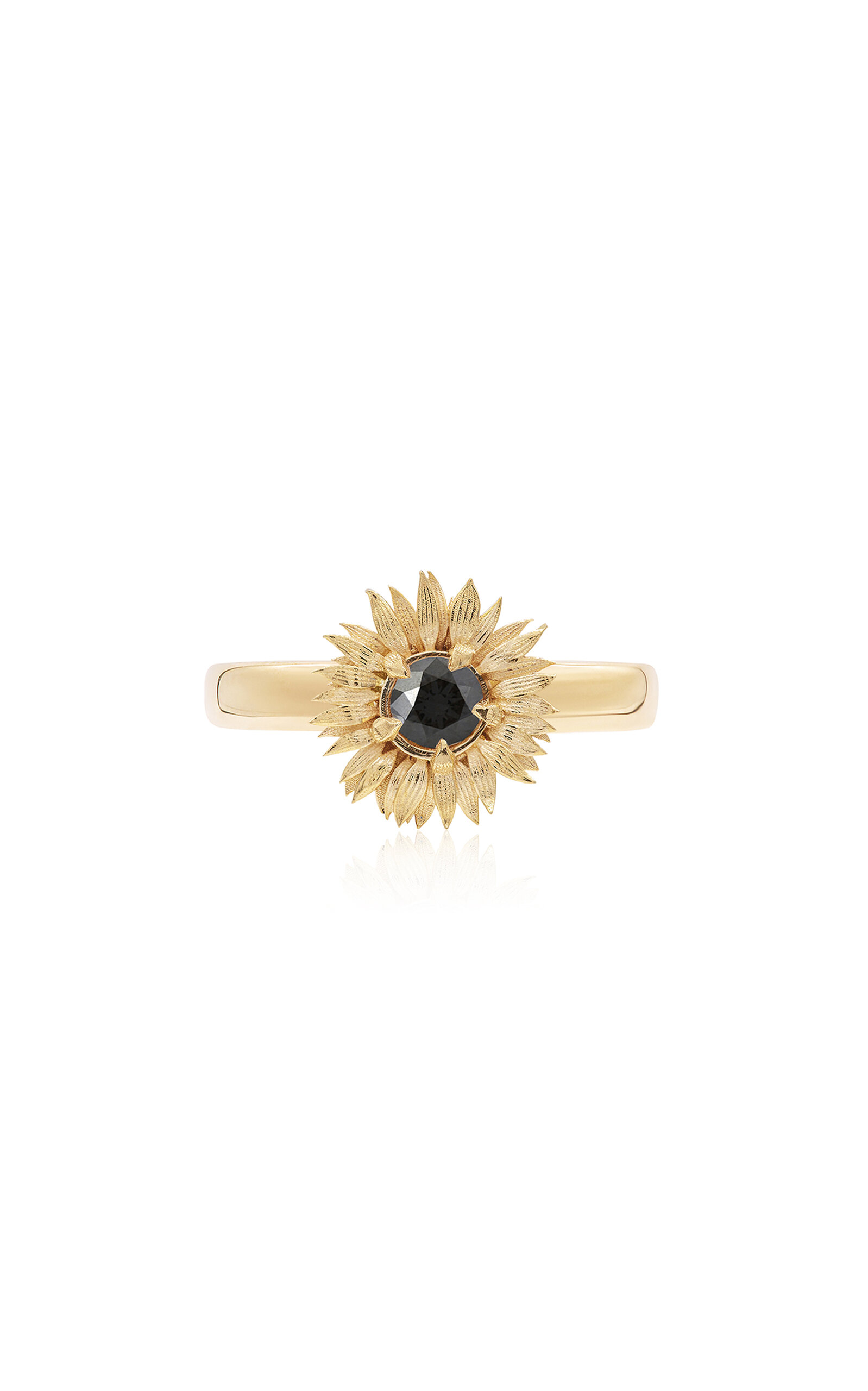Bernard James Women's Maxi Flora 14K Yellow Gold Black Diamond Ring
