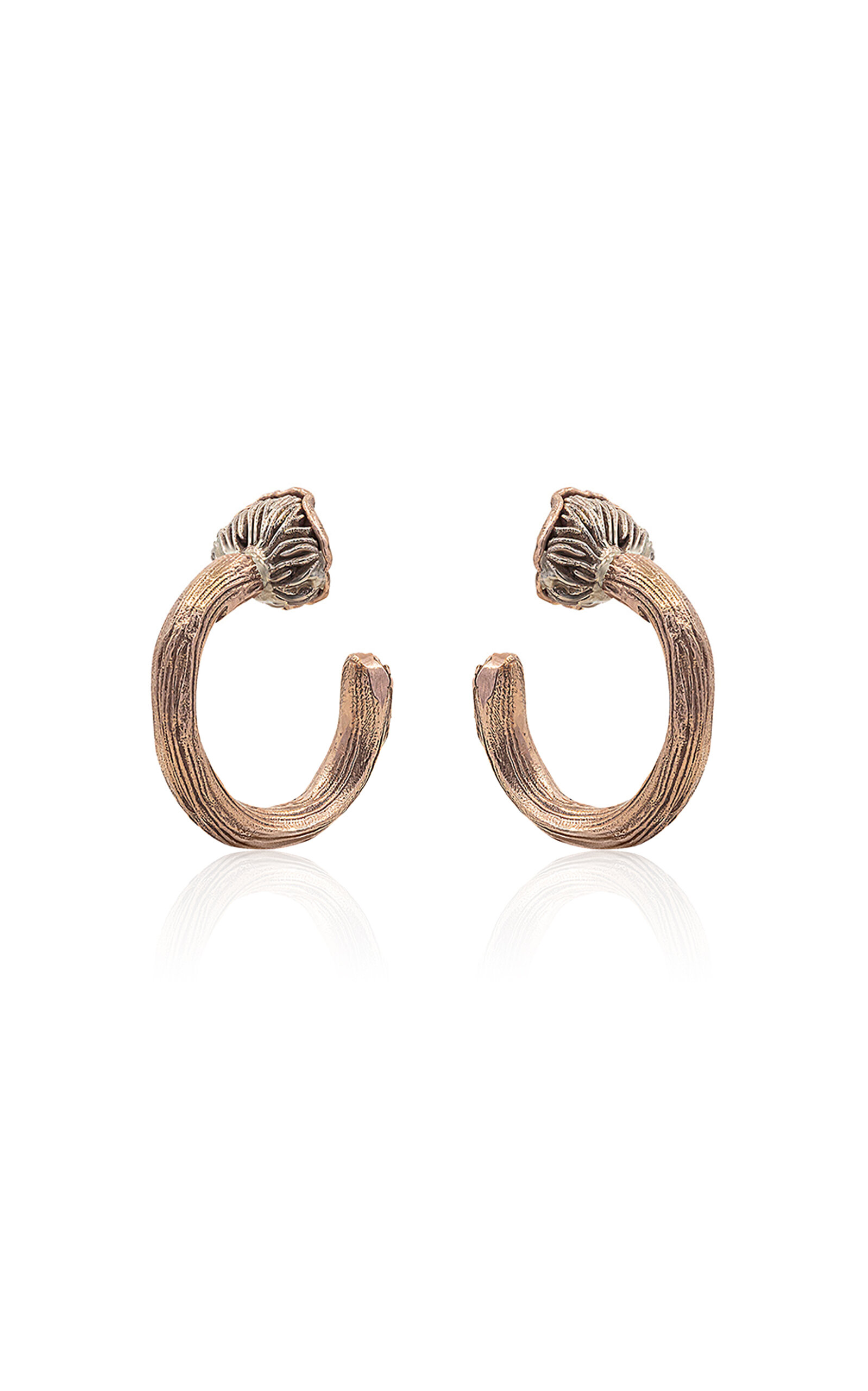 Bernard James Fungi Laccaria 14k White And Rose Gold Earrings In Pink