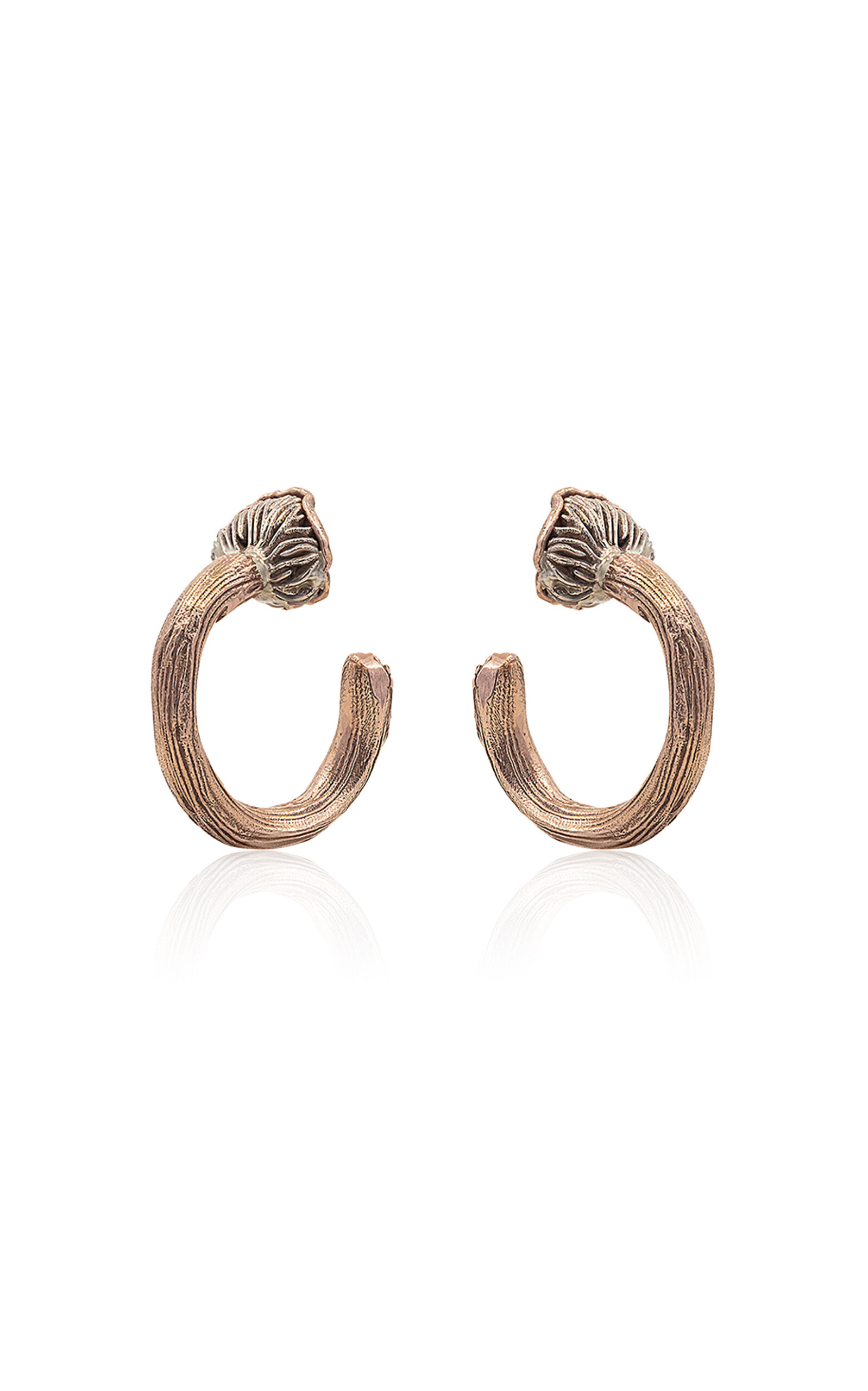 Bernard James Women's Fungi Laccaria 14K White and Rose Gold Earrings