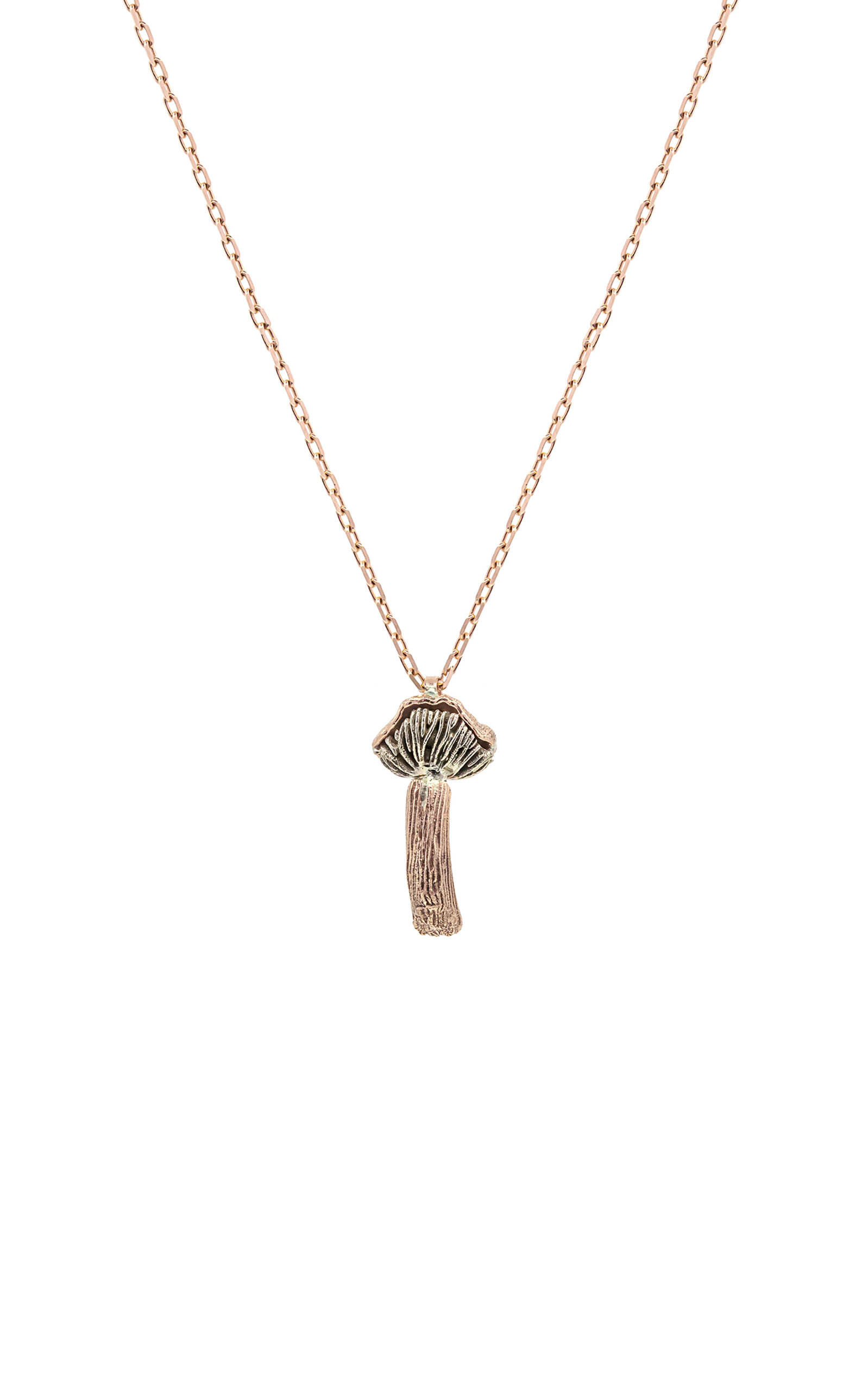 Fungi Laccaria 14K Rose and White Gold Necklace