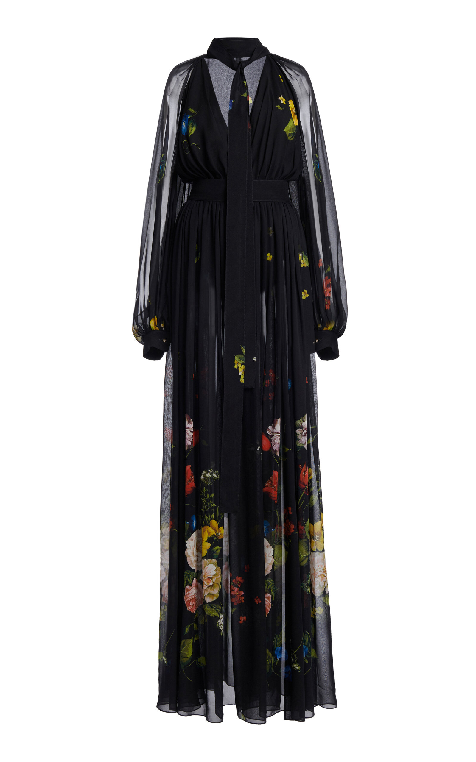 Elie Saab Floral-printed Silk Maxi Dress