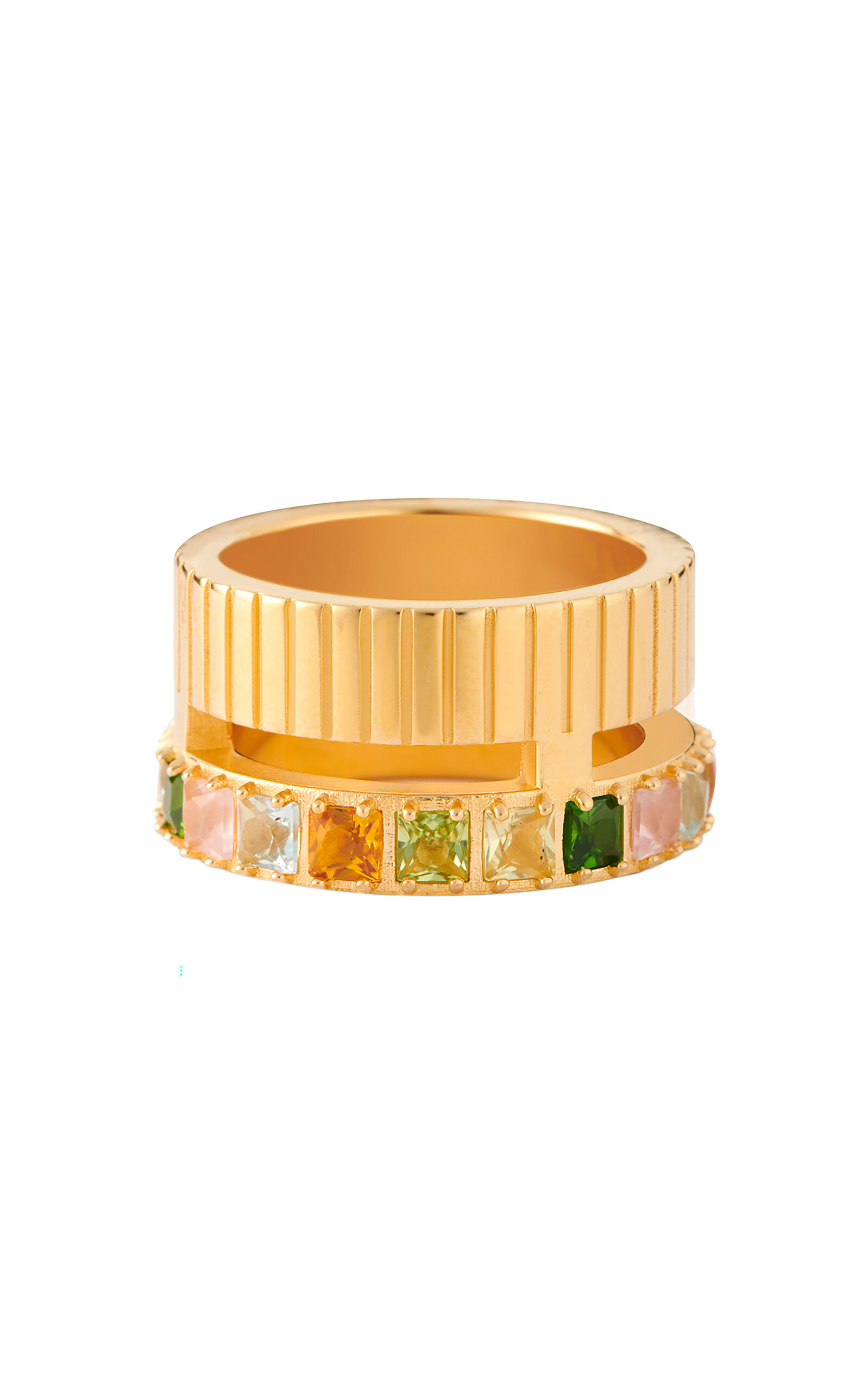 IVI Women's Slot Multi Gemstone 9k Gold-Plated Ring