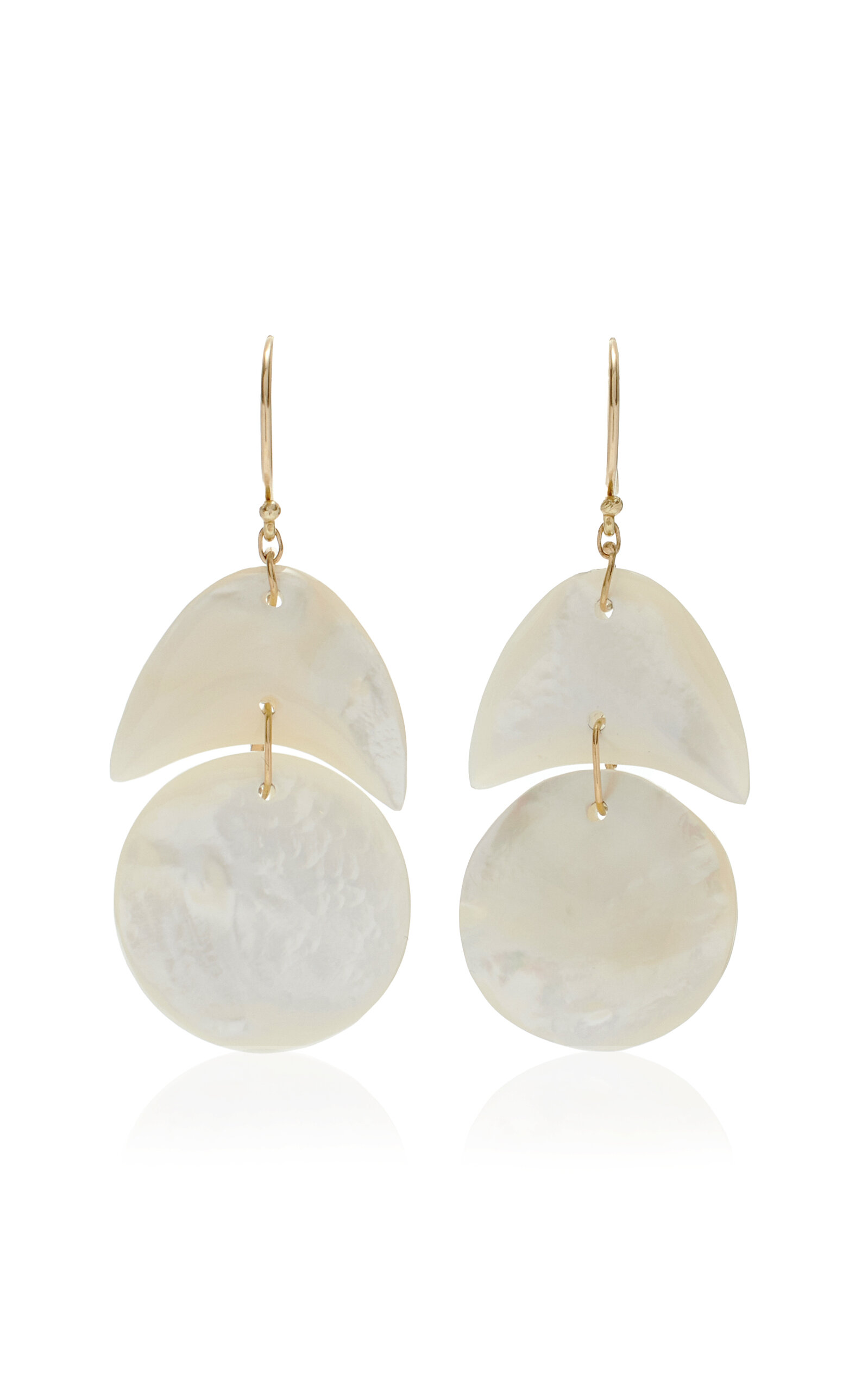 Ten Thousand Things Tiny Arp 18k Yellow Gold Mother-of-pearl Earrings In White