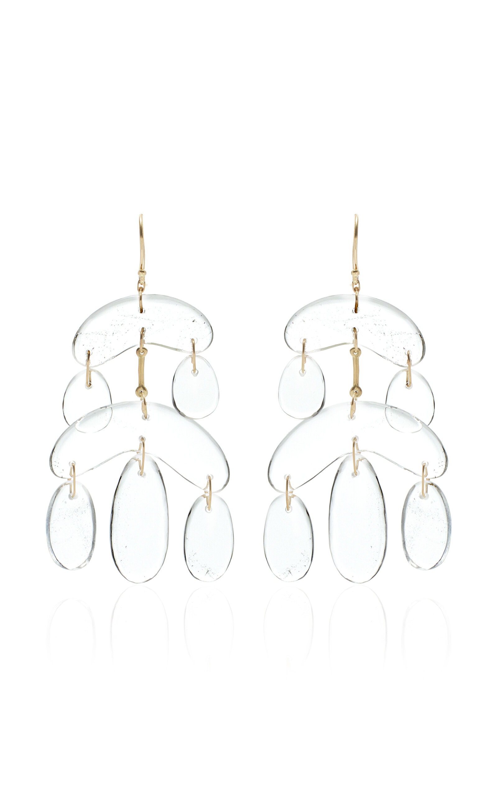 Ten Thousand Things Mini 18k Yellow Gold Crystal Chandelier Earrings In White