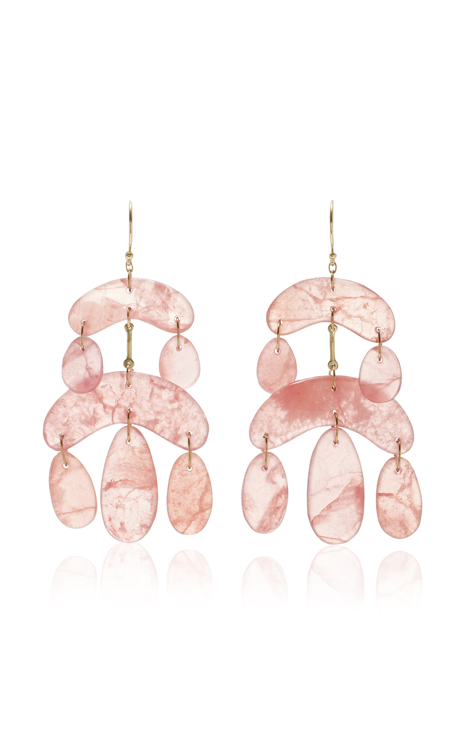 Ten Thousand Things Mini 18k Yellow Gold Rhodochrosite Chandelier Earrings In Pink