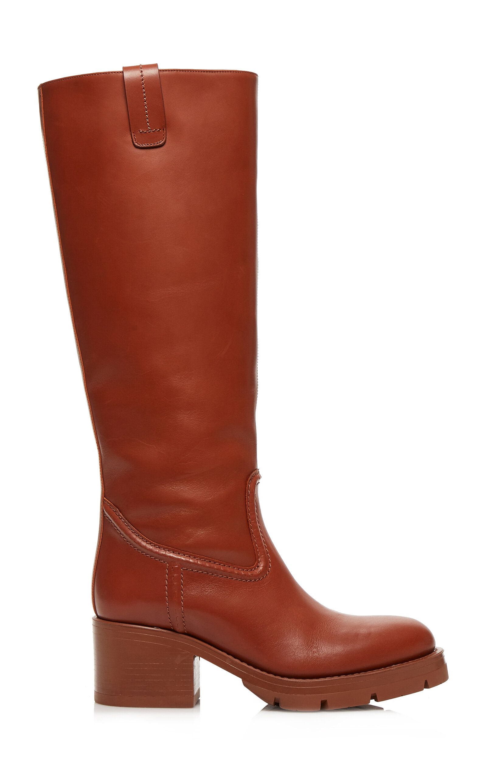 Shop Chloé Mallo Shearling And Leather Knee Boots In Brown