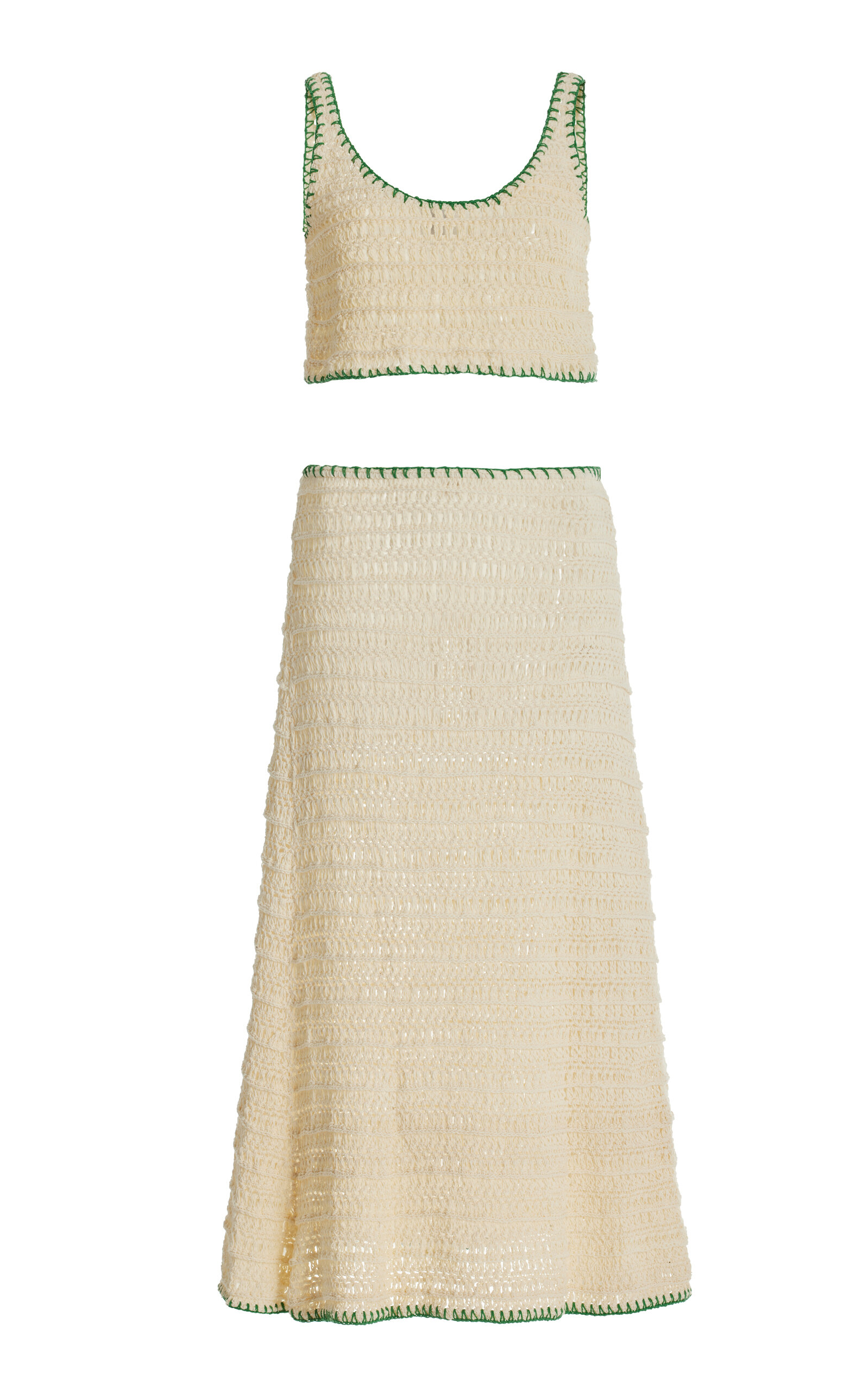Akoia Swim Exclusive Cotton Cropped Top And Maxi Skirt Set In Ivory
