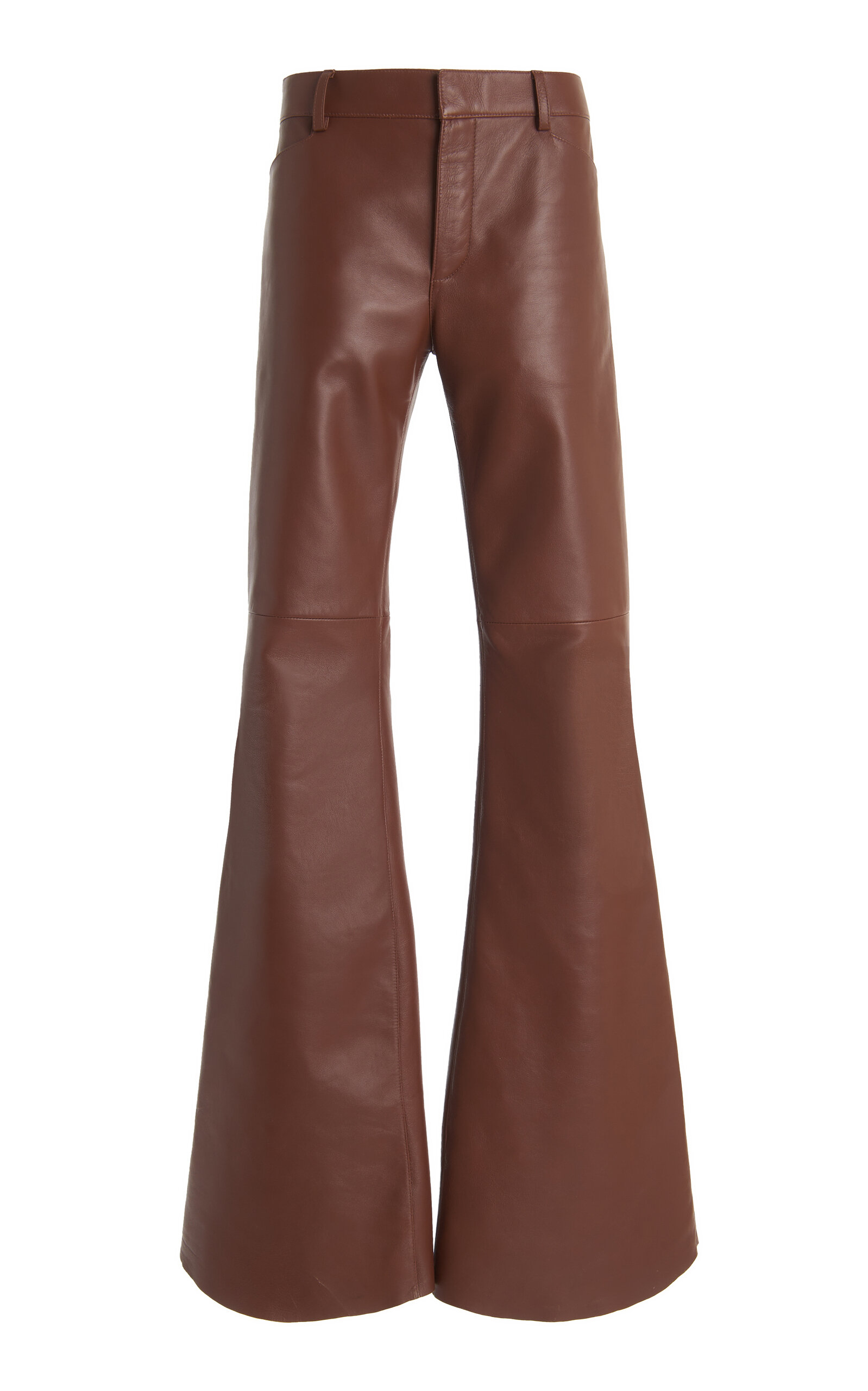 Shop Chloé Leather Wide-leg Pants In Brown