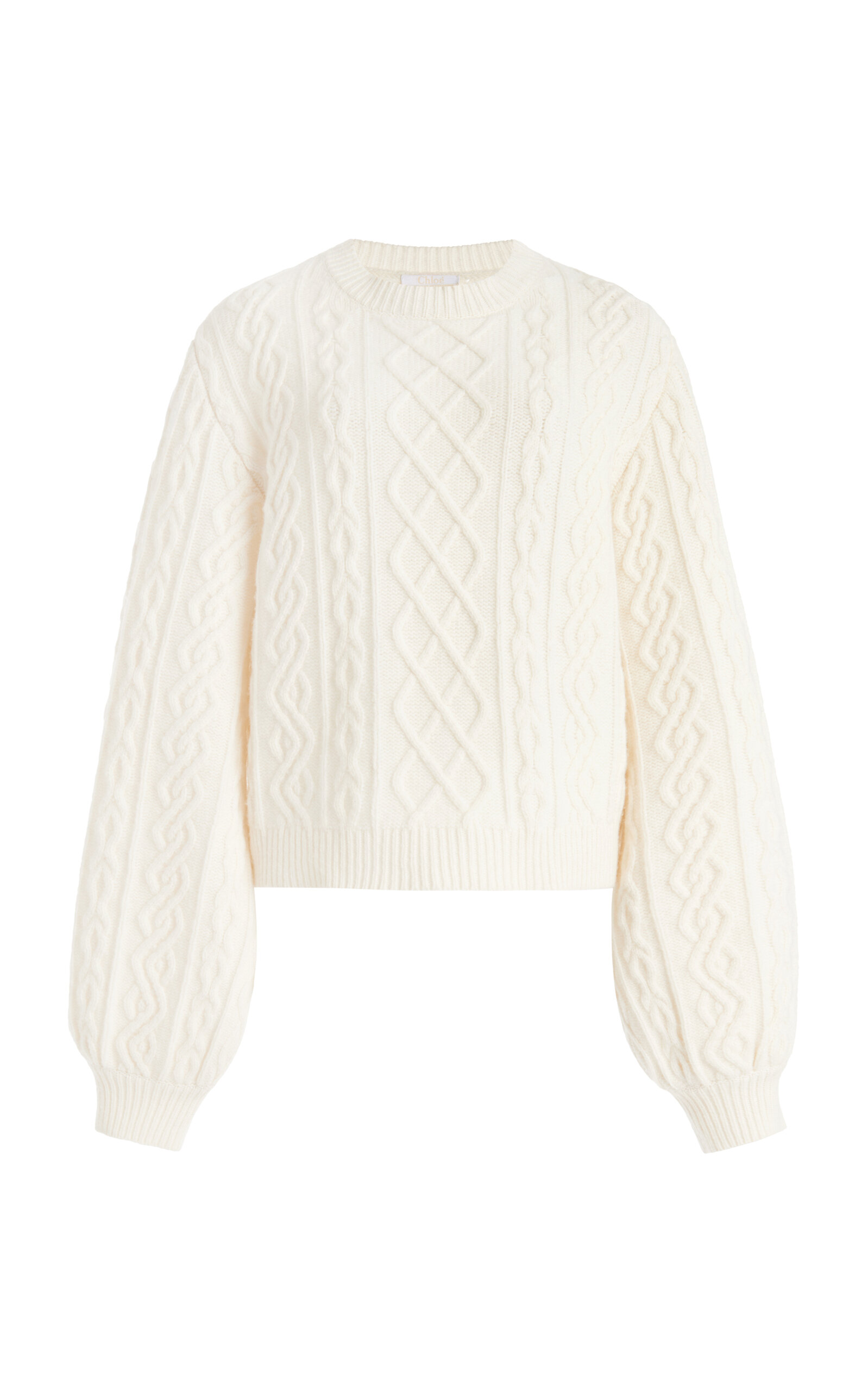 Shop Chloé Wool-cashmere Cable Knit Sweater In Ivory