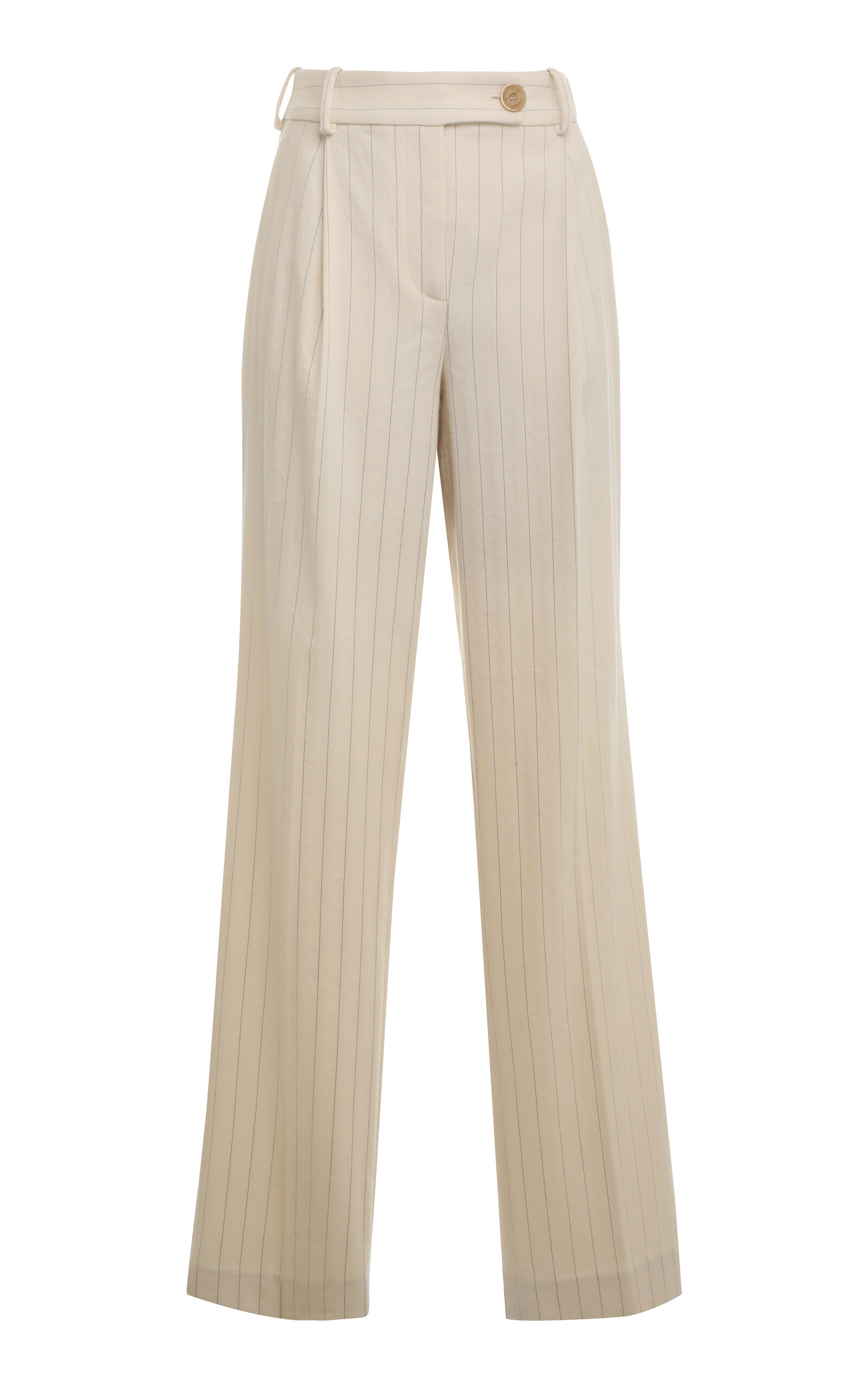 Zimmermann Luminosity Pleated Wool-cotton Wide-leg Trousers In Stripe