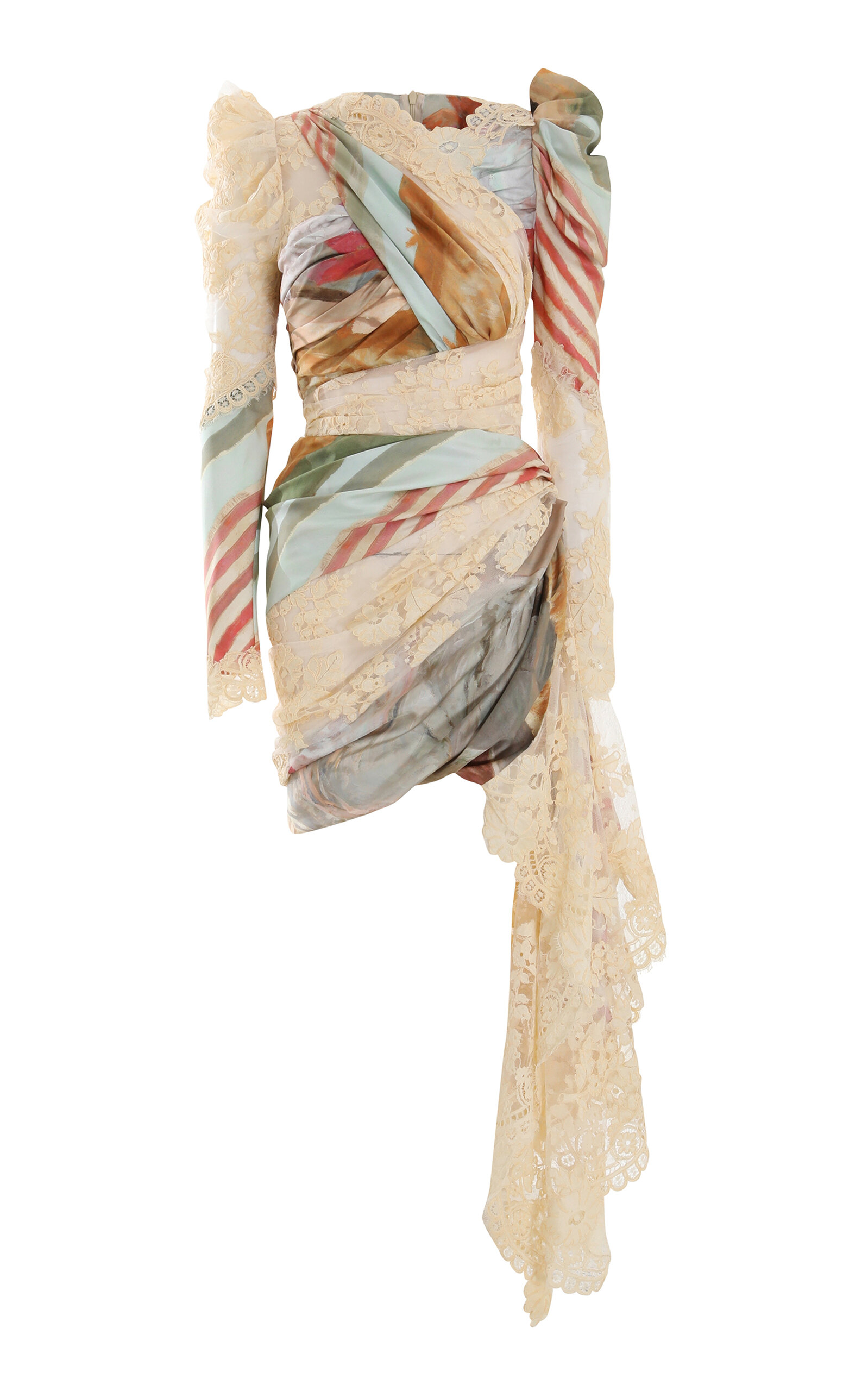 Zimmermann - Luminosity Lace Draped Silk Mini Dress - Print - 1 - Moda Operandi
