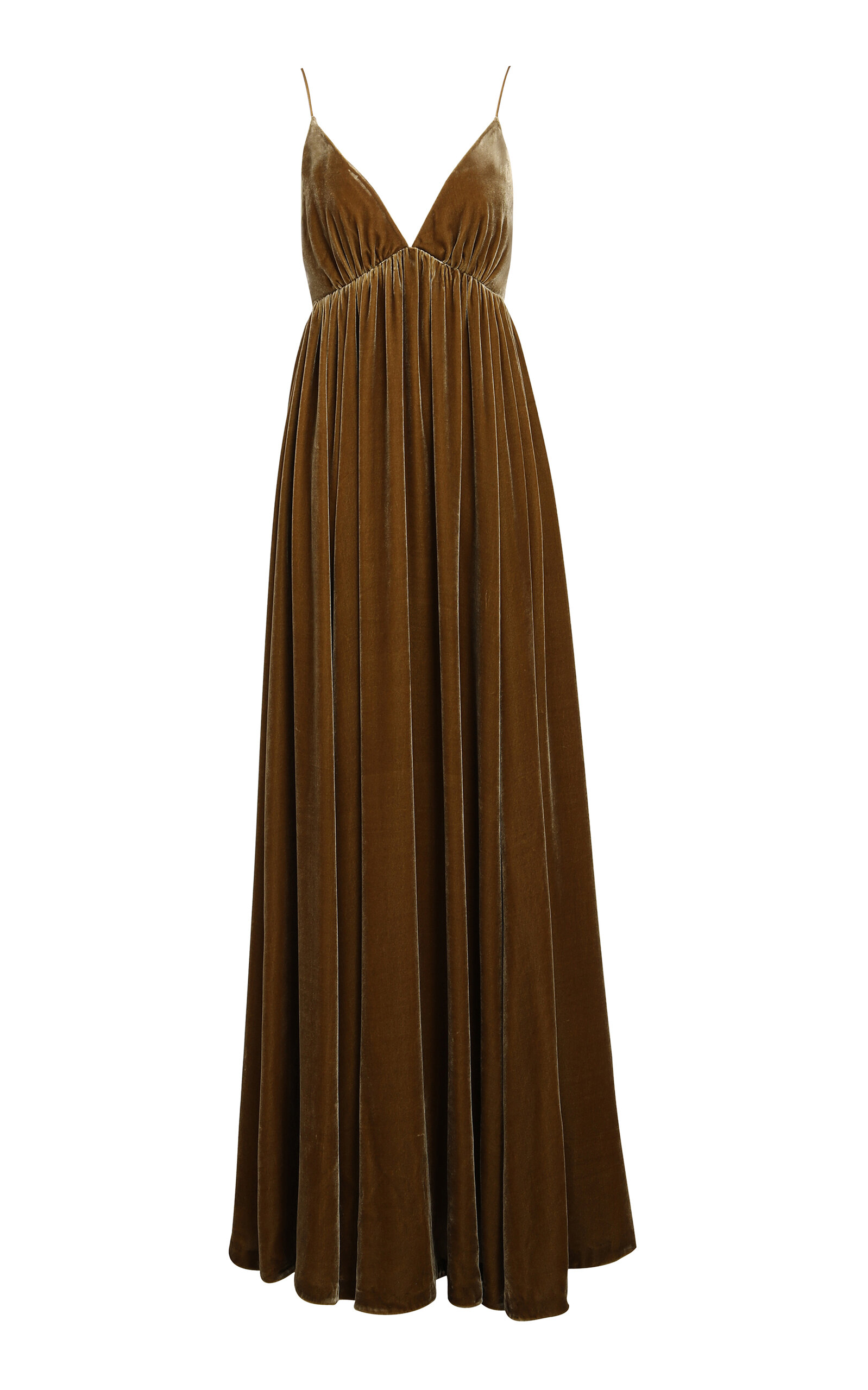 Zimmermann Sensory Velvet Maxi Dress In Brown Olive