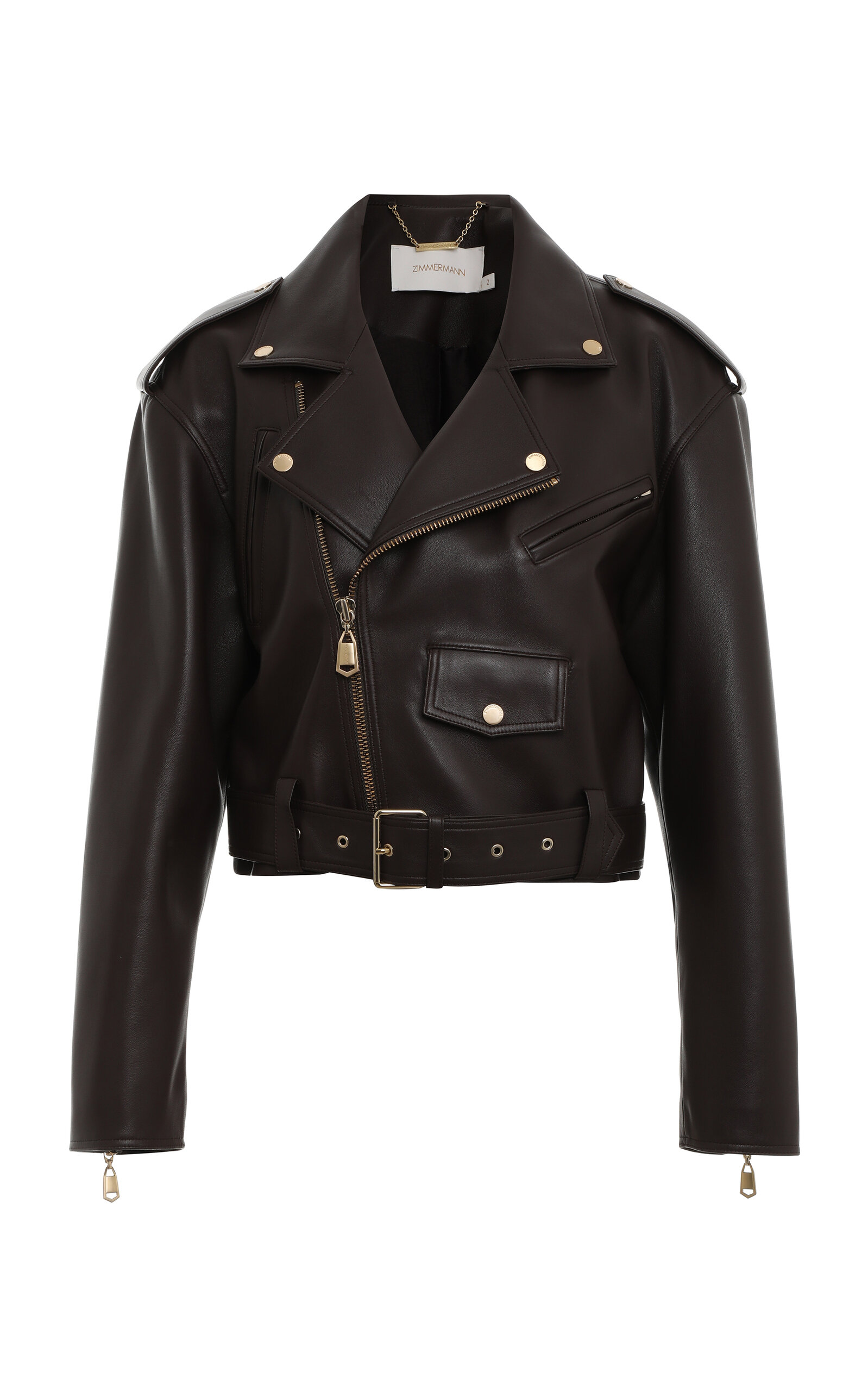 Zimmermann Luminosity Leather Biker Jacket In Brown | ModeSens