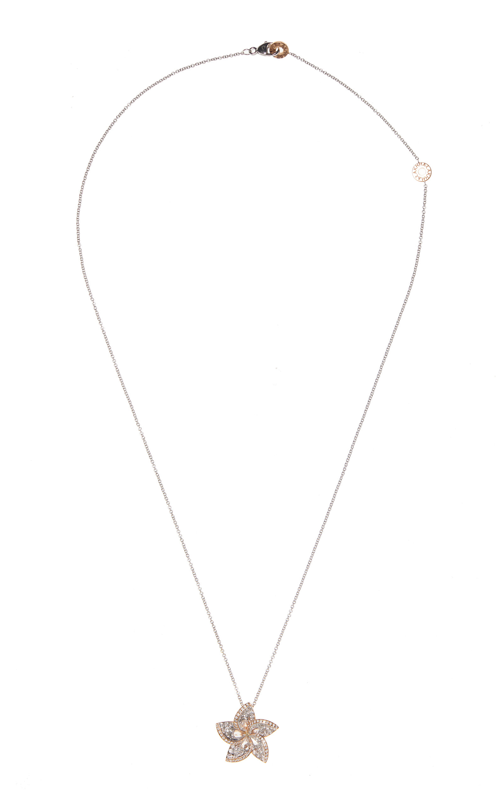 Harakh Frangipani 18k Rose Gold Diamond Necklace In White