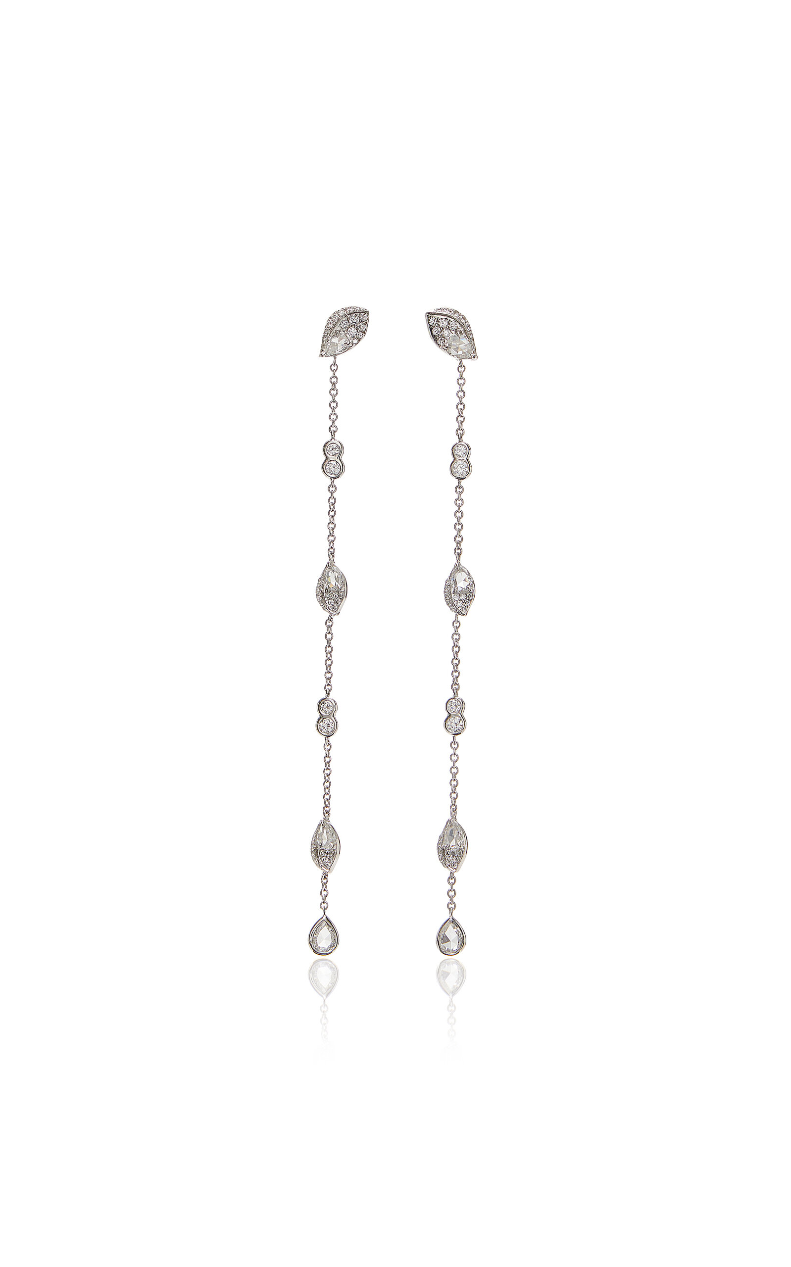 Frangipani 18K White Gold Diamond Earrings