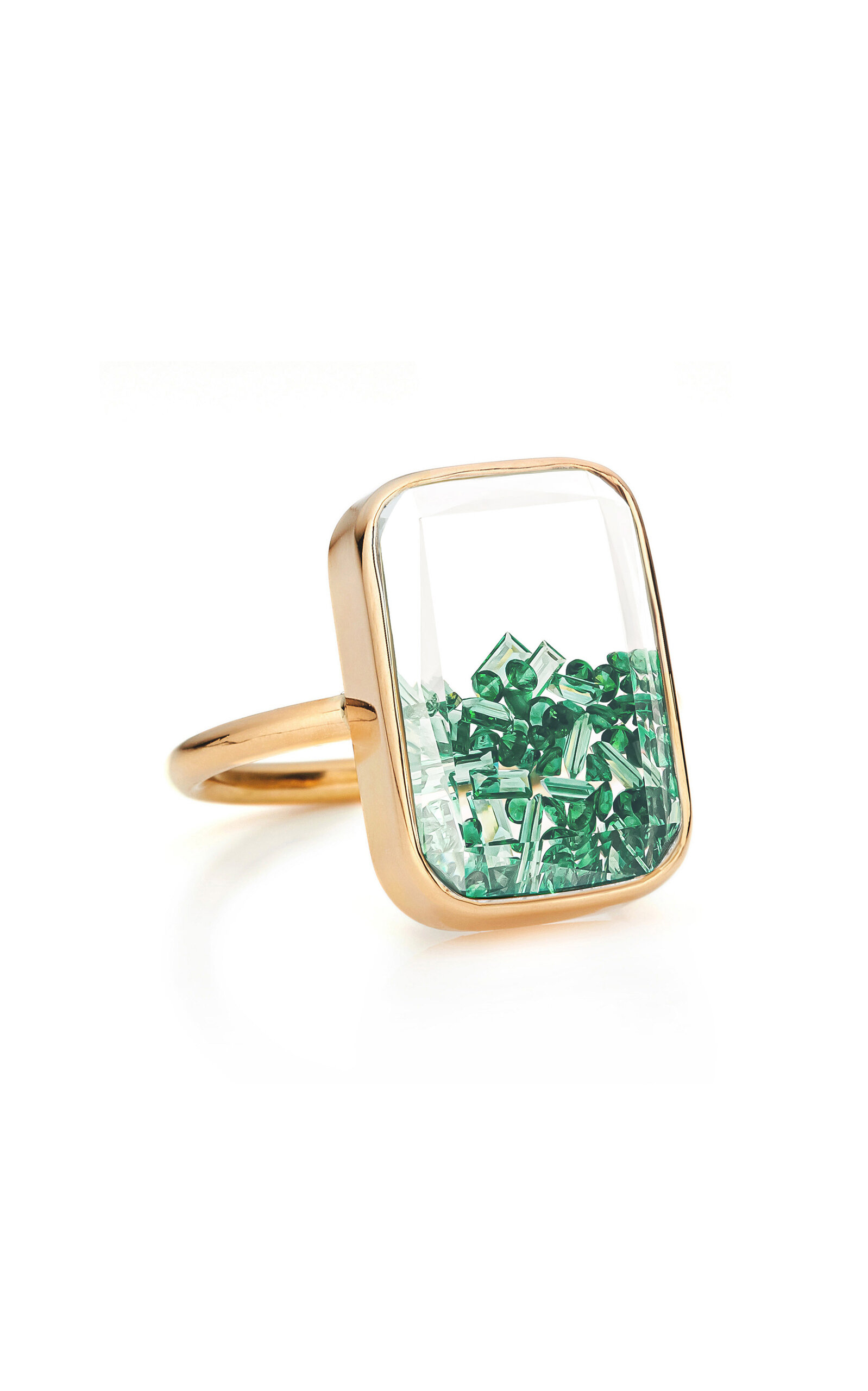 Moritz Glik Yellow Gold And Emerald Core Shaker Ring In Green