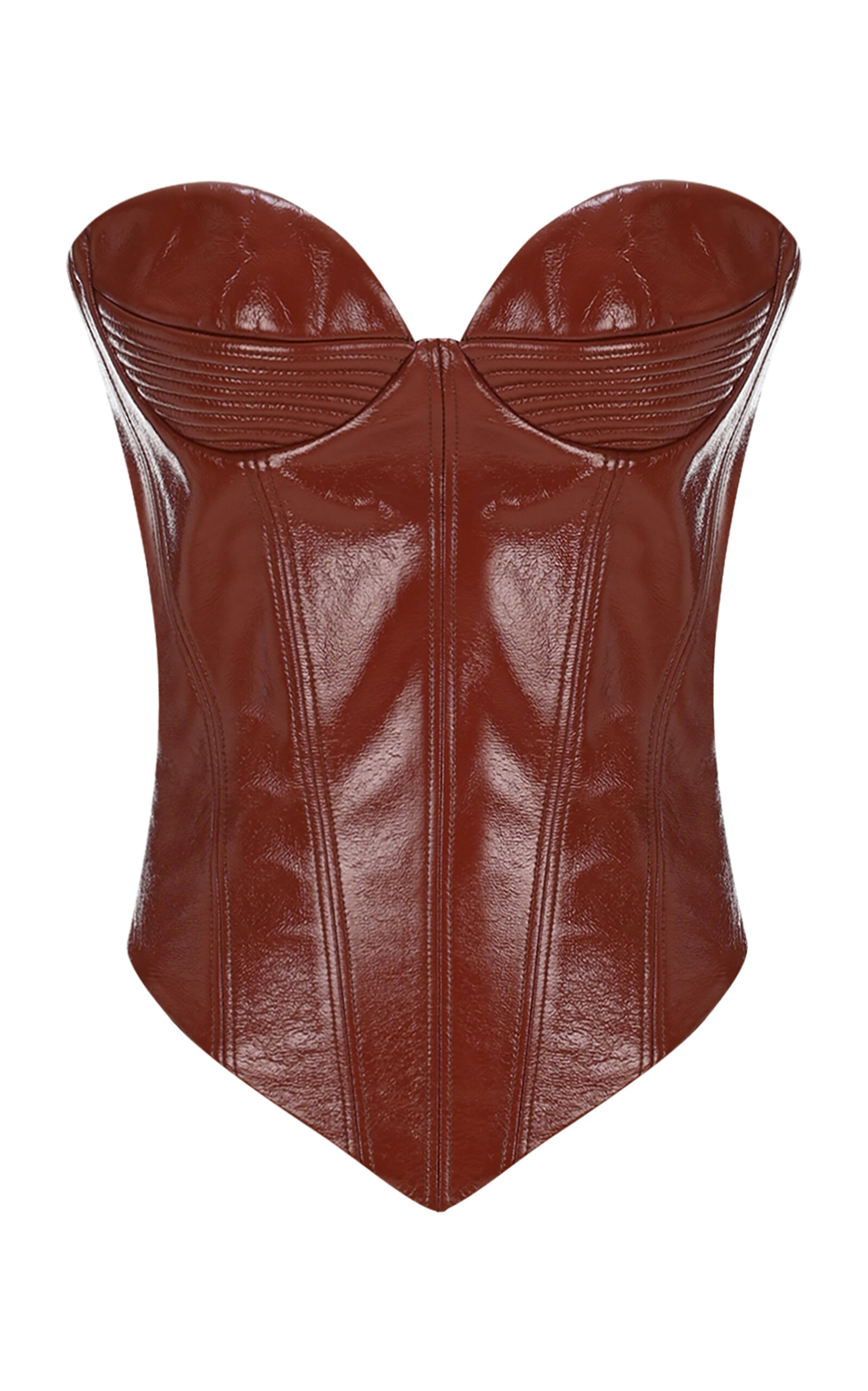 NEW ARRIVALS PARADIS FAUX PATENT LEATHER CORSET TOP