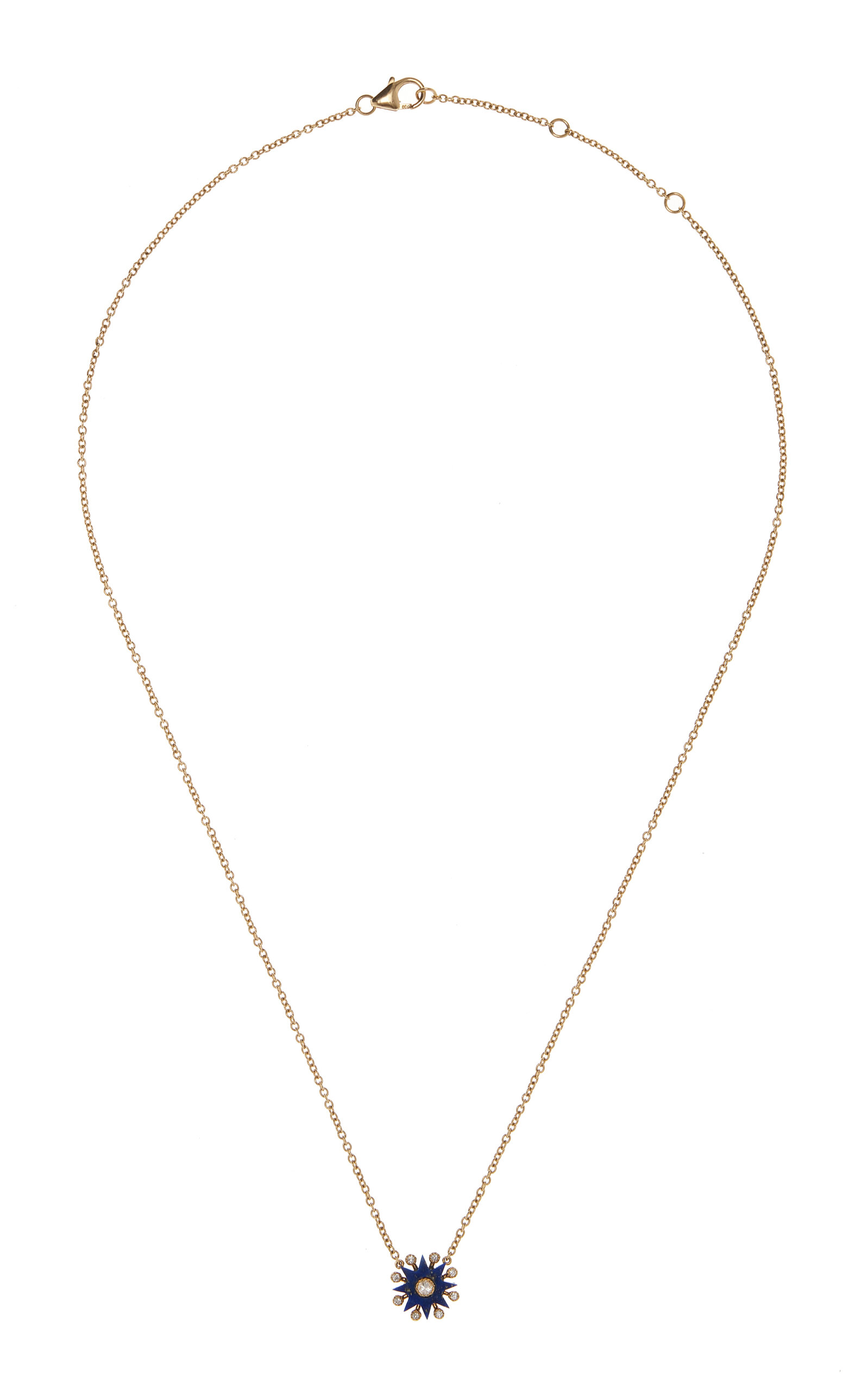 Colette Jewelry Comete 18k Yellow Gold Diamond; Lapis Necklace In Blue