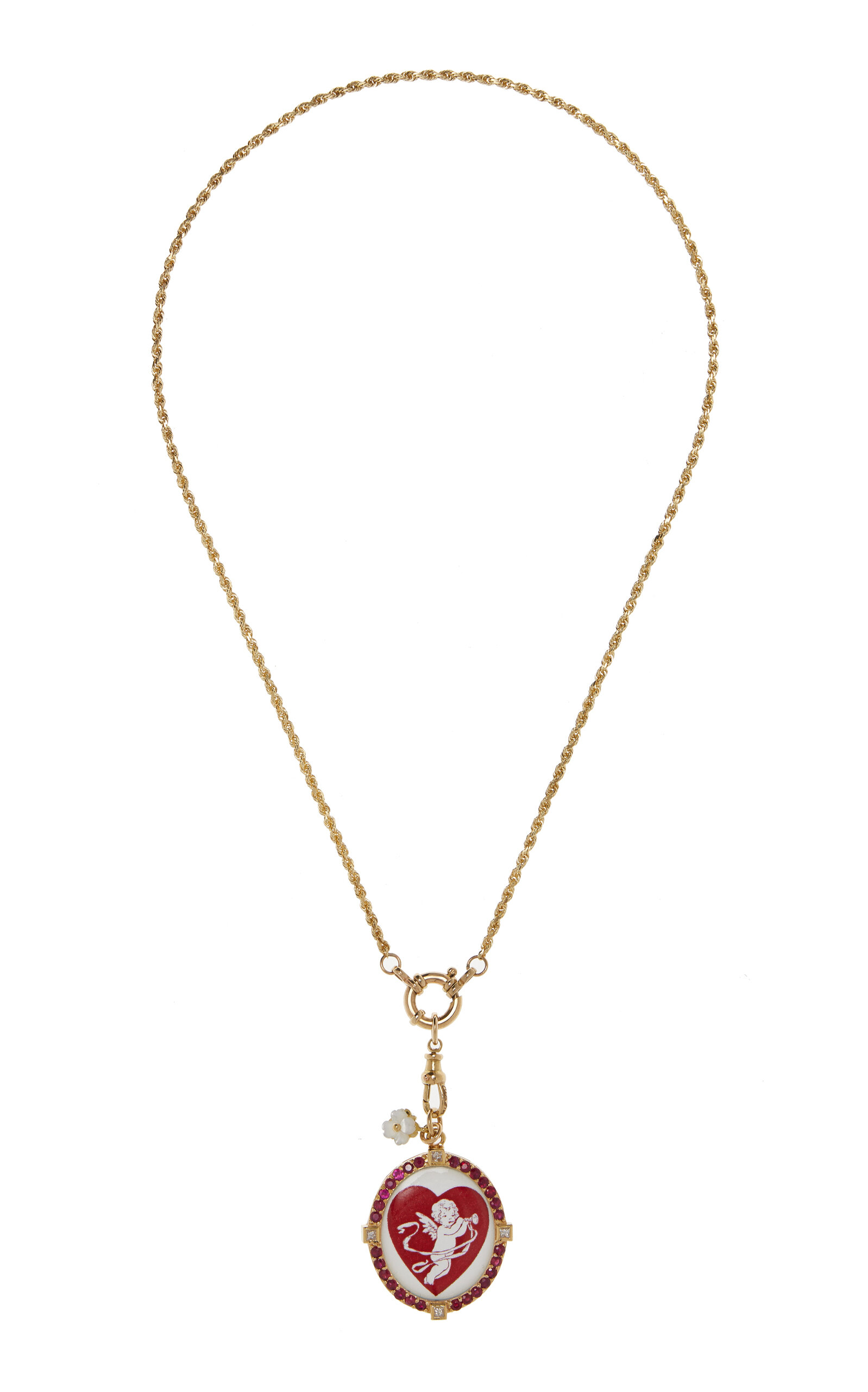 Colette Jewelry 18k Gold My Angel Pendant Ruby Diamond Necklace In Multi