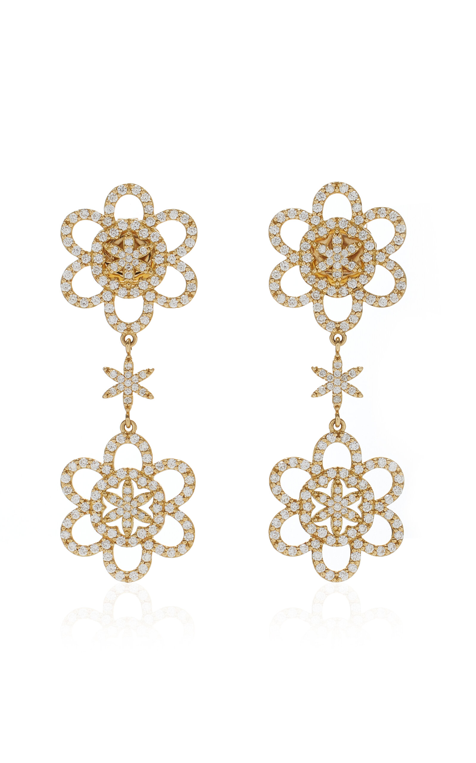18K Gold Diamond Etoile Drop Earrings