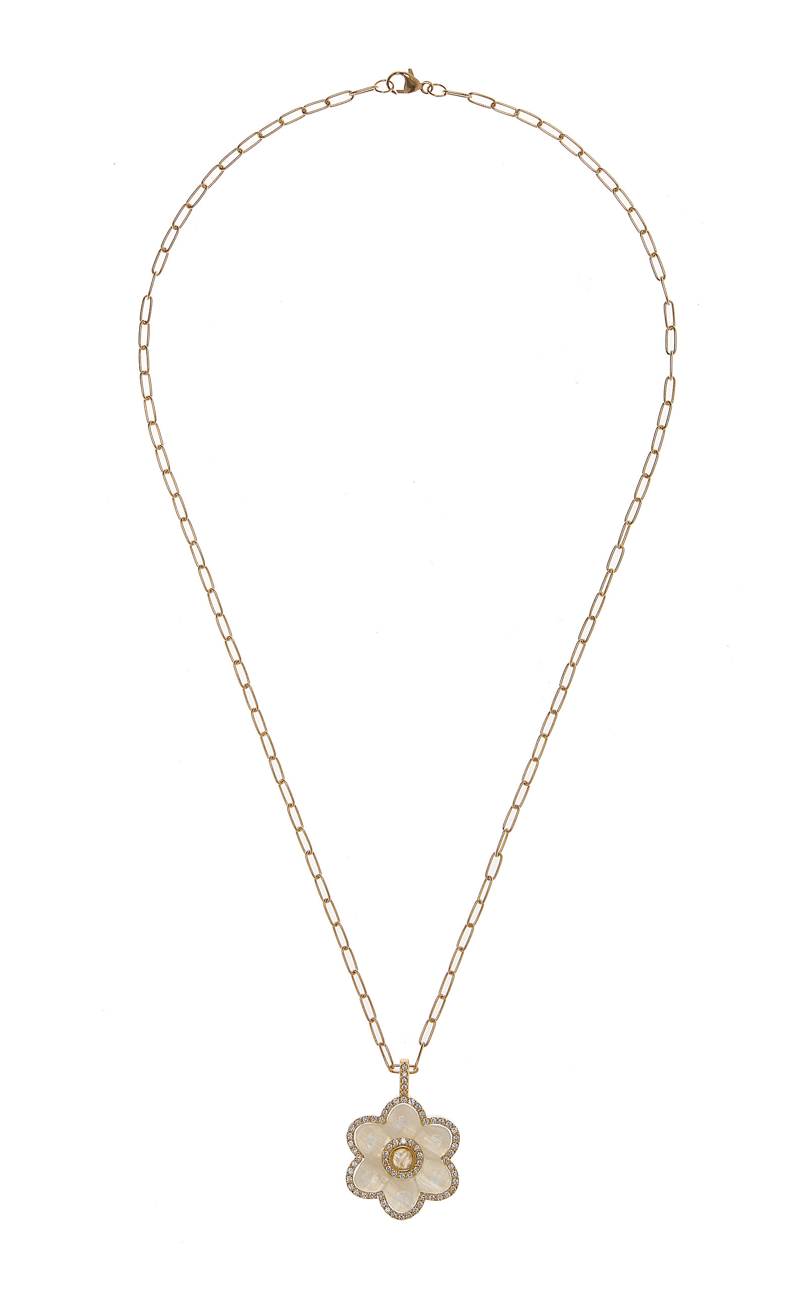 Ashley McCormick Women's 18K Gold Diamond Fleur Charm Necklace