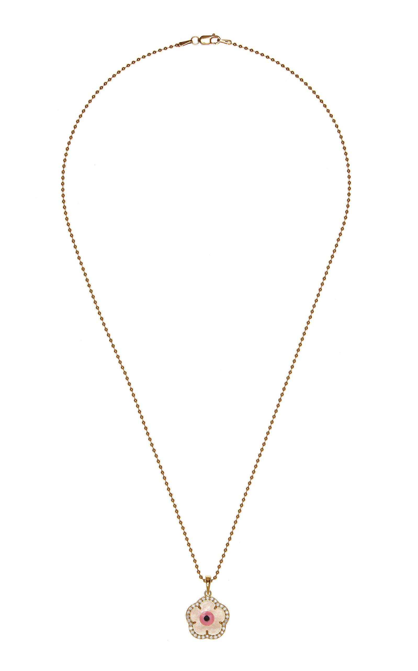 Ashley McCormick Women's 18K Gold Diamond Pink Flower Evil Eye Charm Necklace