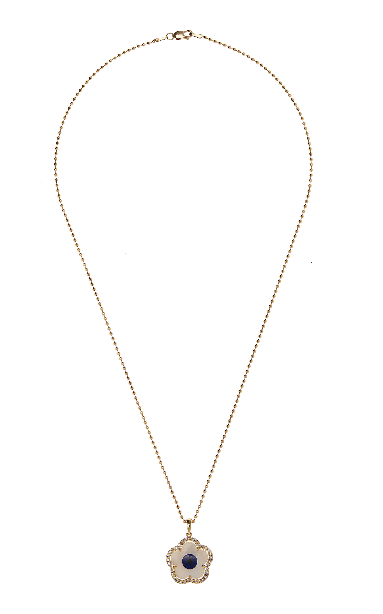 Ashley McCormick Women's 18K Gold Diamond Navy Flower Evil Eye Charm Necklace