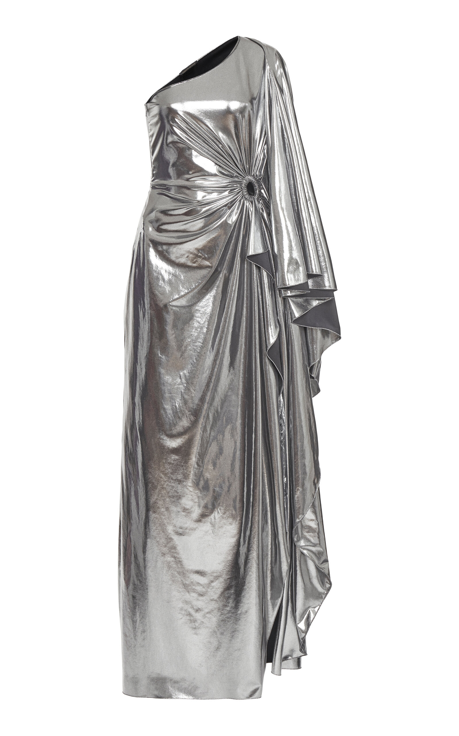 zuhair murad grey dress Women's Draped Jersey Lamè Gown In Silver boho dreams