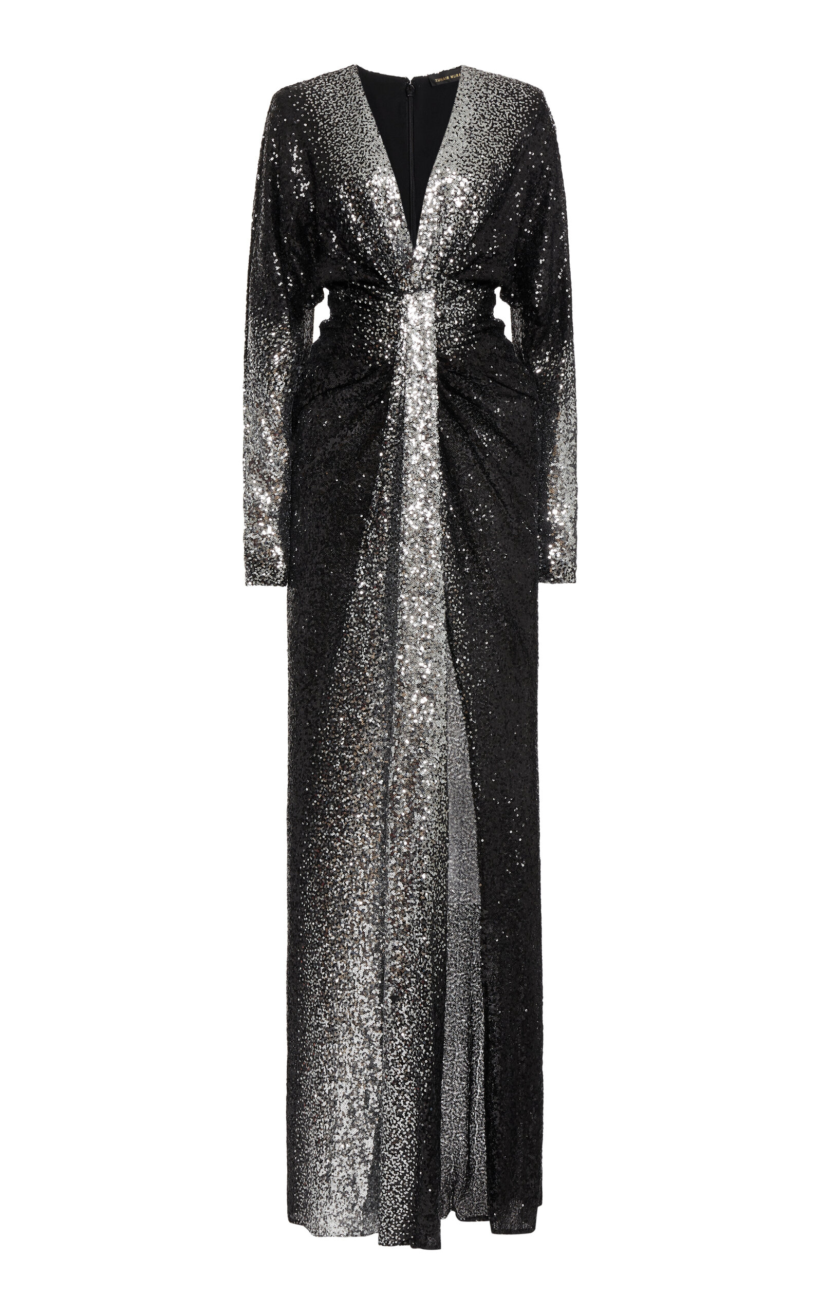 Zuhair Murad Draped Sequined Gown In Black