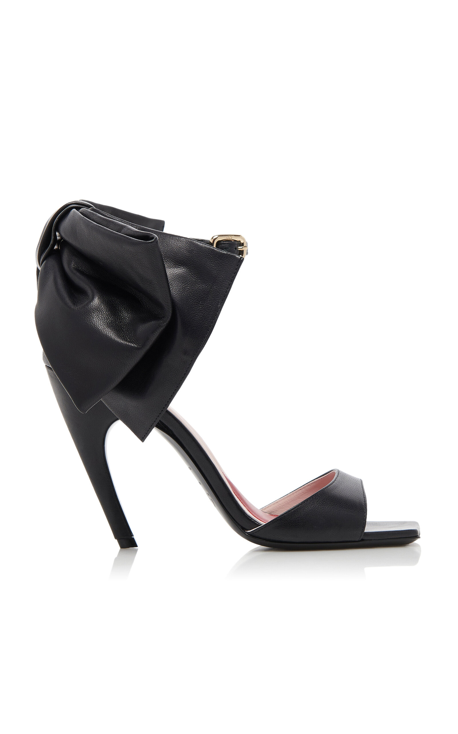 Roger Vivier Choc Bow Leather Sandals In Black