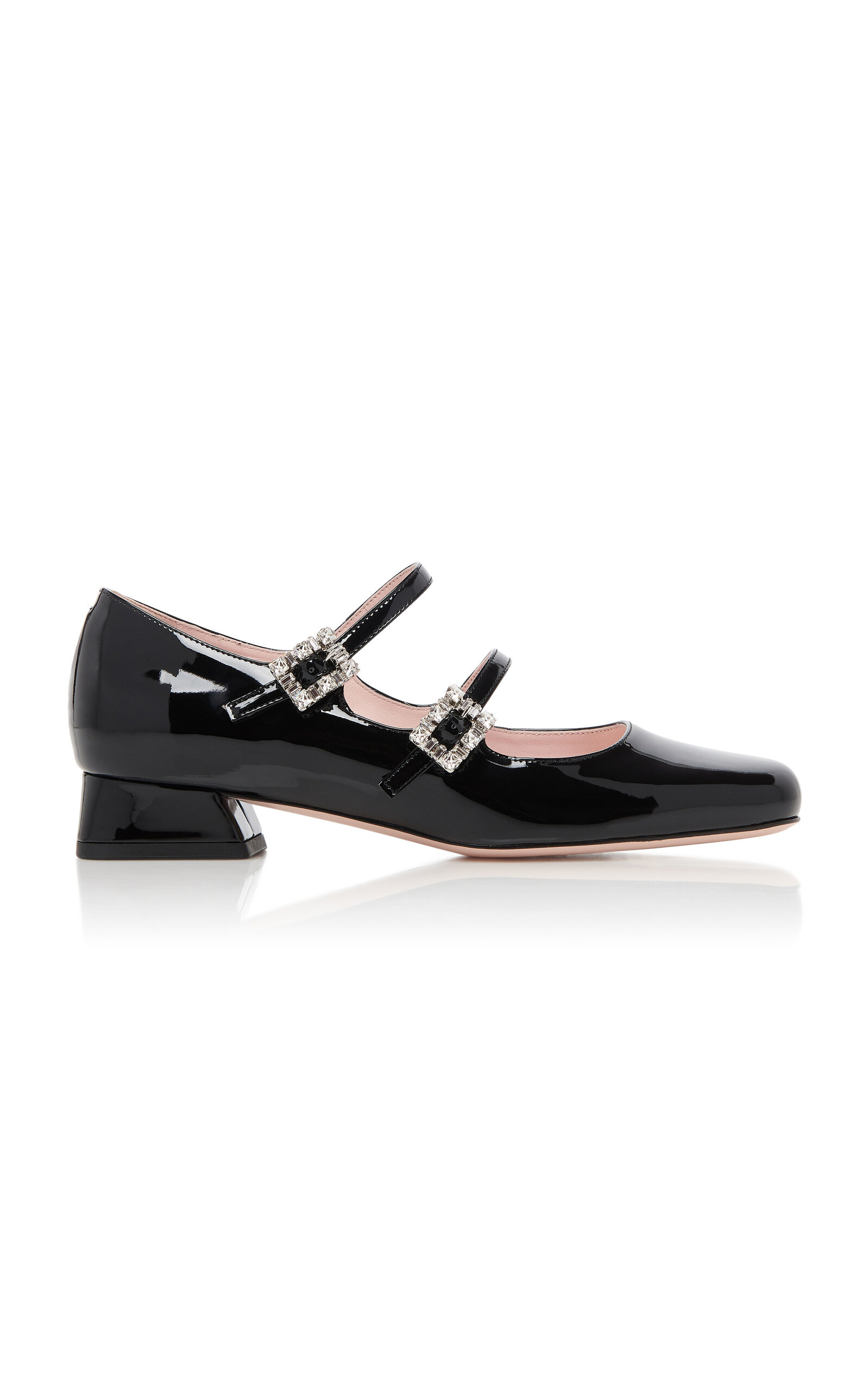 Roger Vivier Women's Mini Tres Vivier Patent Flats In Black