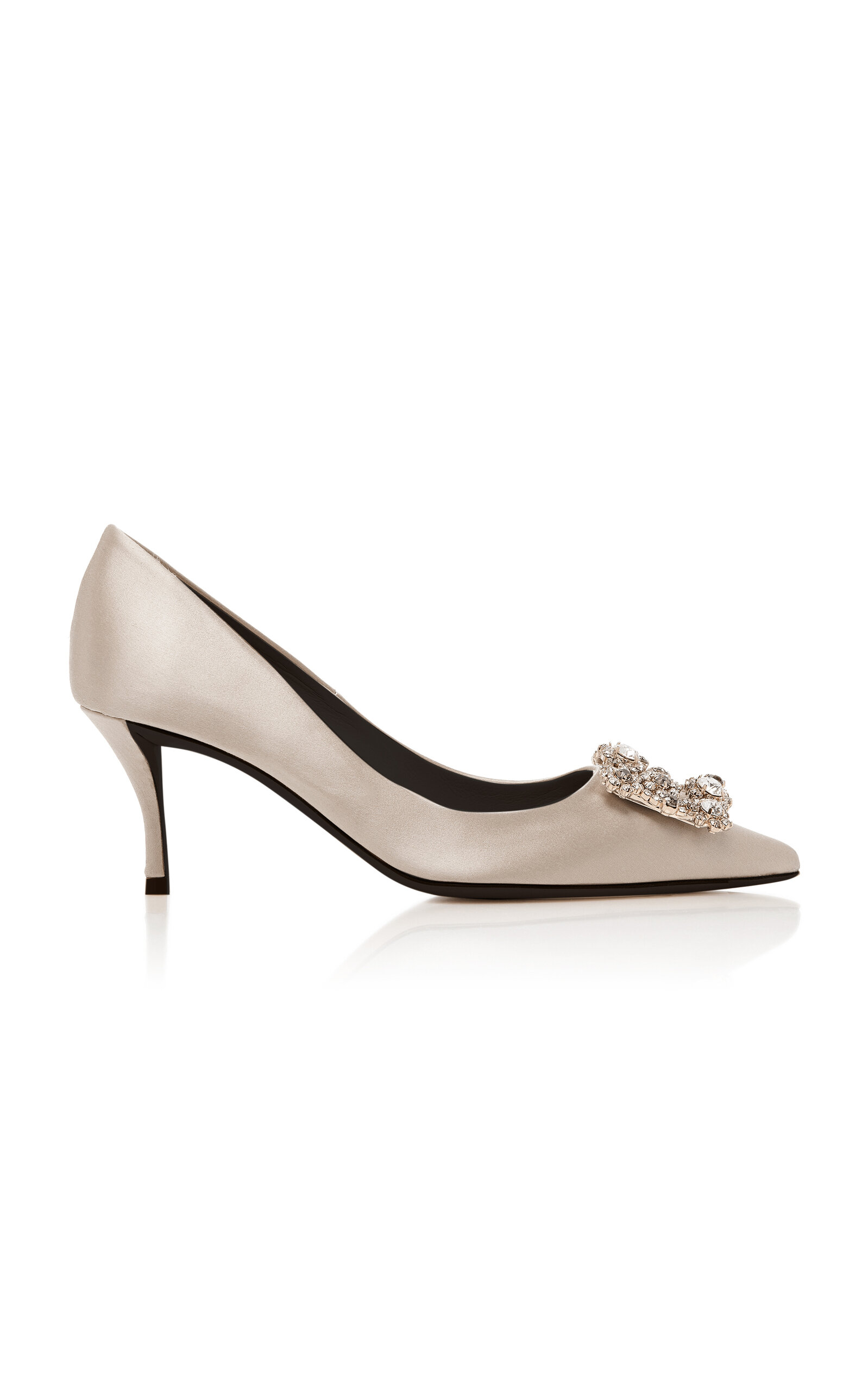 Roger Vivier Flower Embellished Satin Pumps