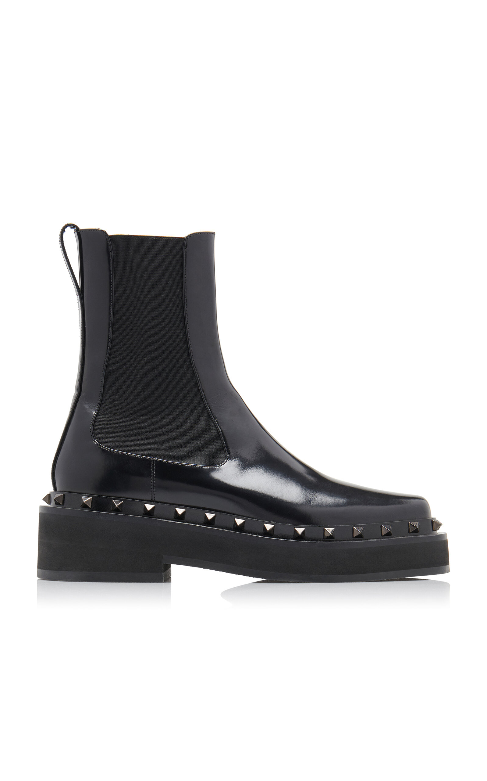 Shop Valentino Rockstud M-way Leather Boots In Black